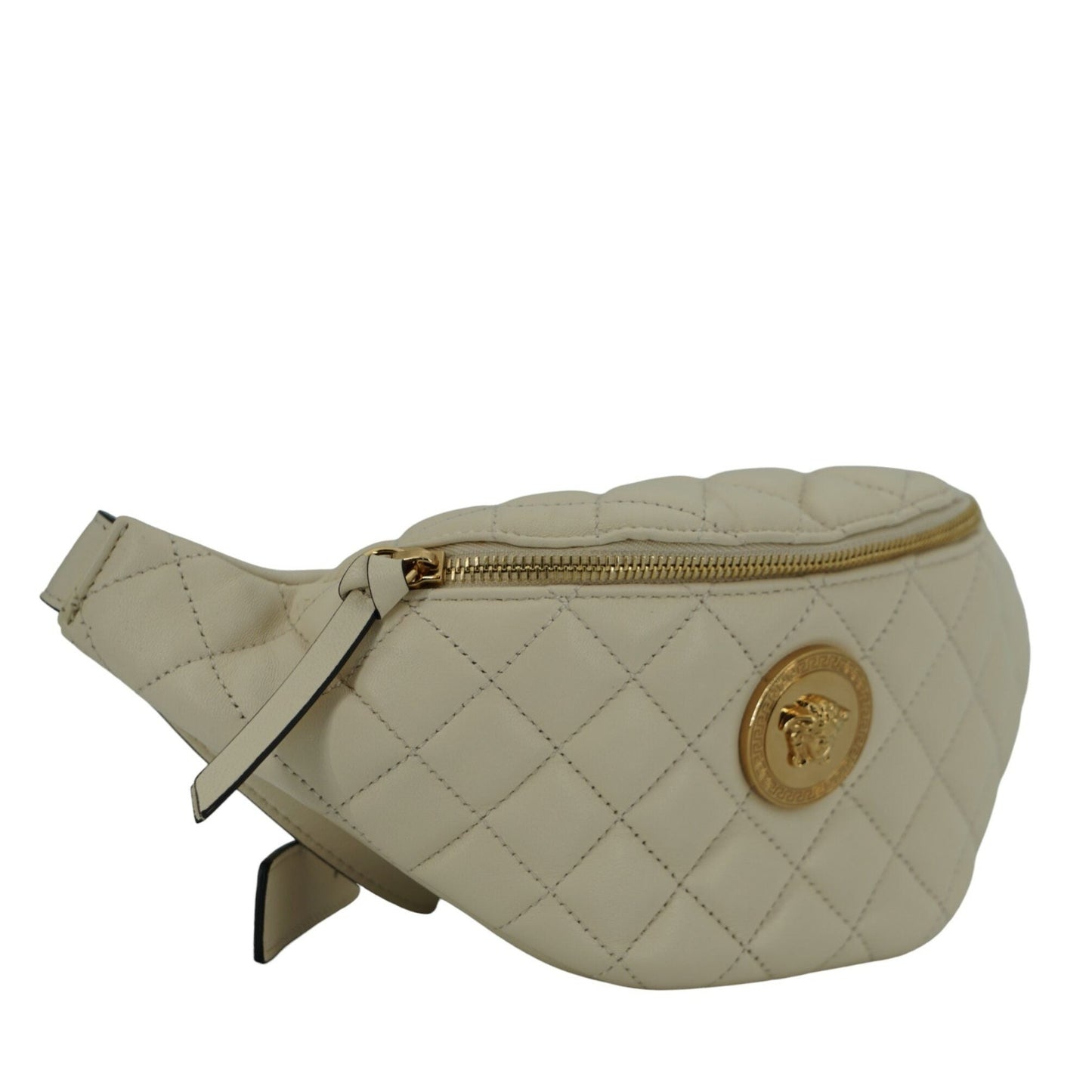 Versace Elegant White Lamb Leather Belt Bag