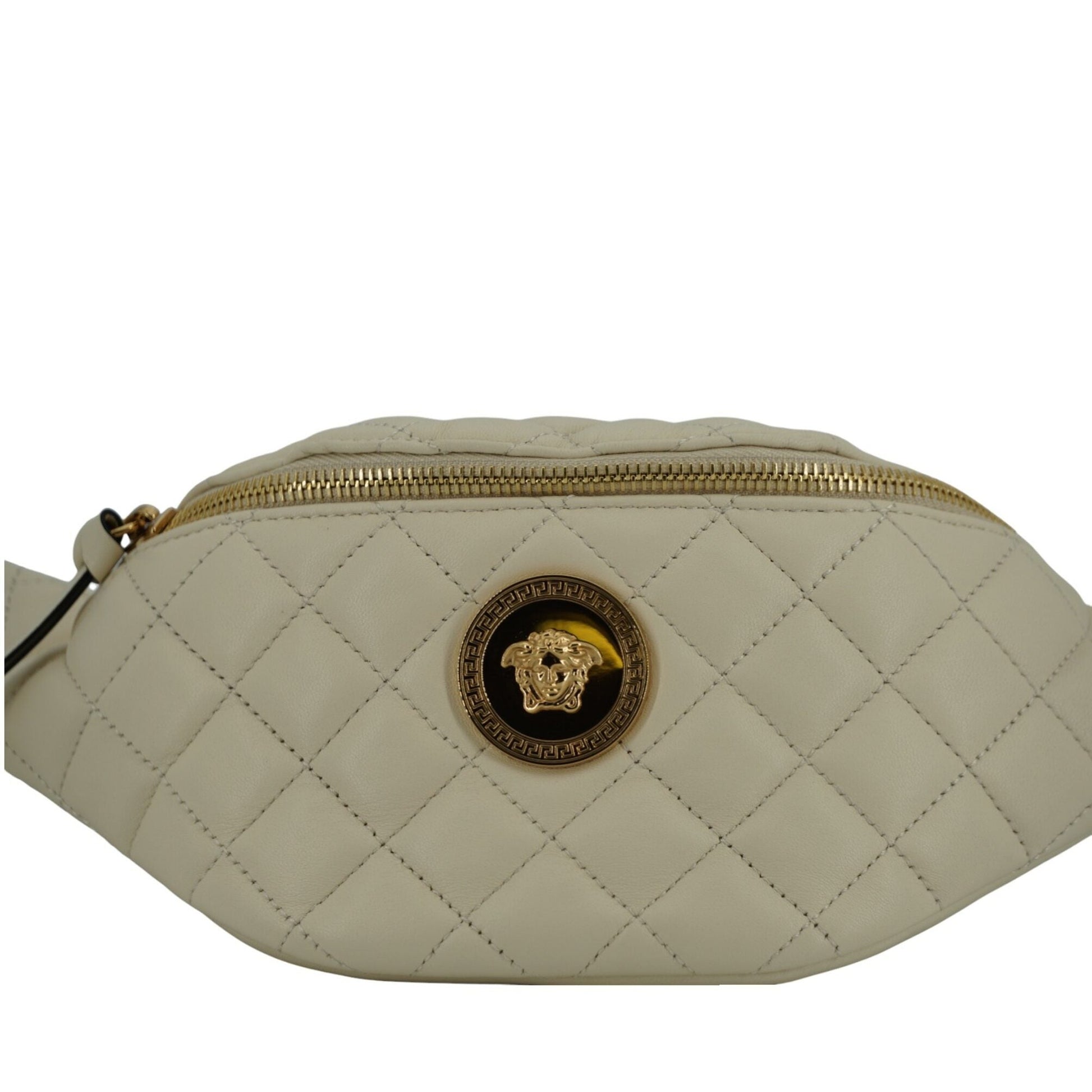 Versace Elegant White Lamb Leather Belt Bag Versace