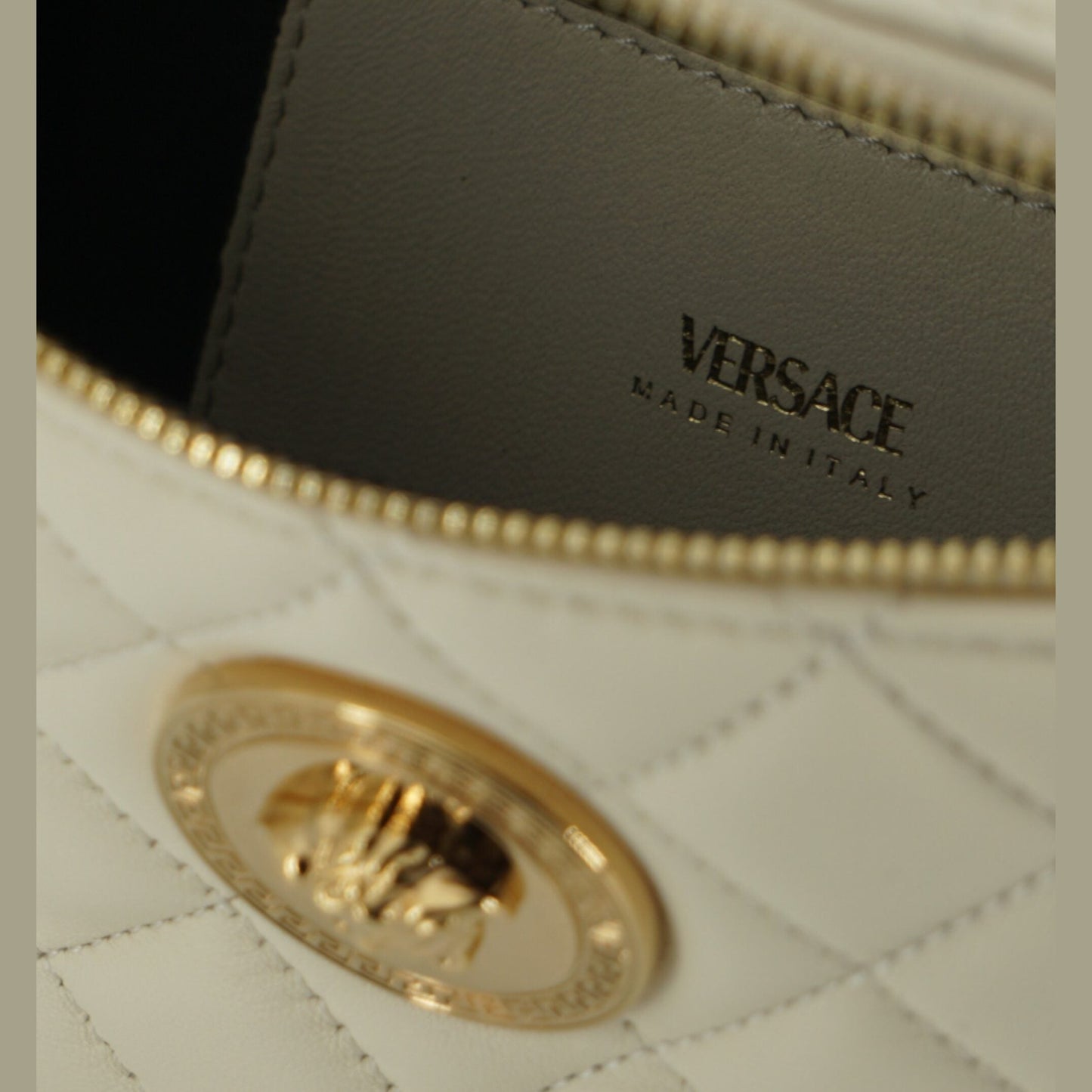 Versace Elegant White Lamb Leather Belt Bag