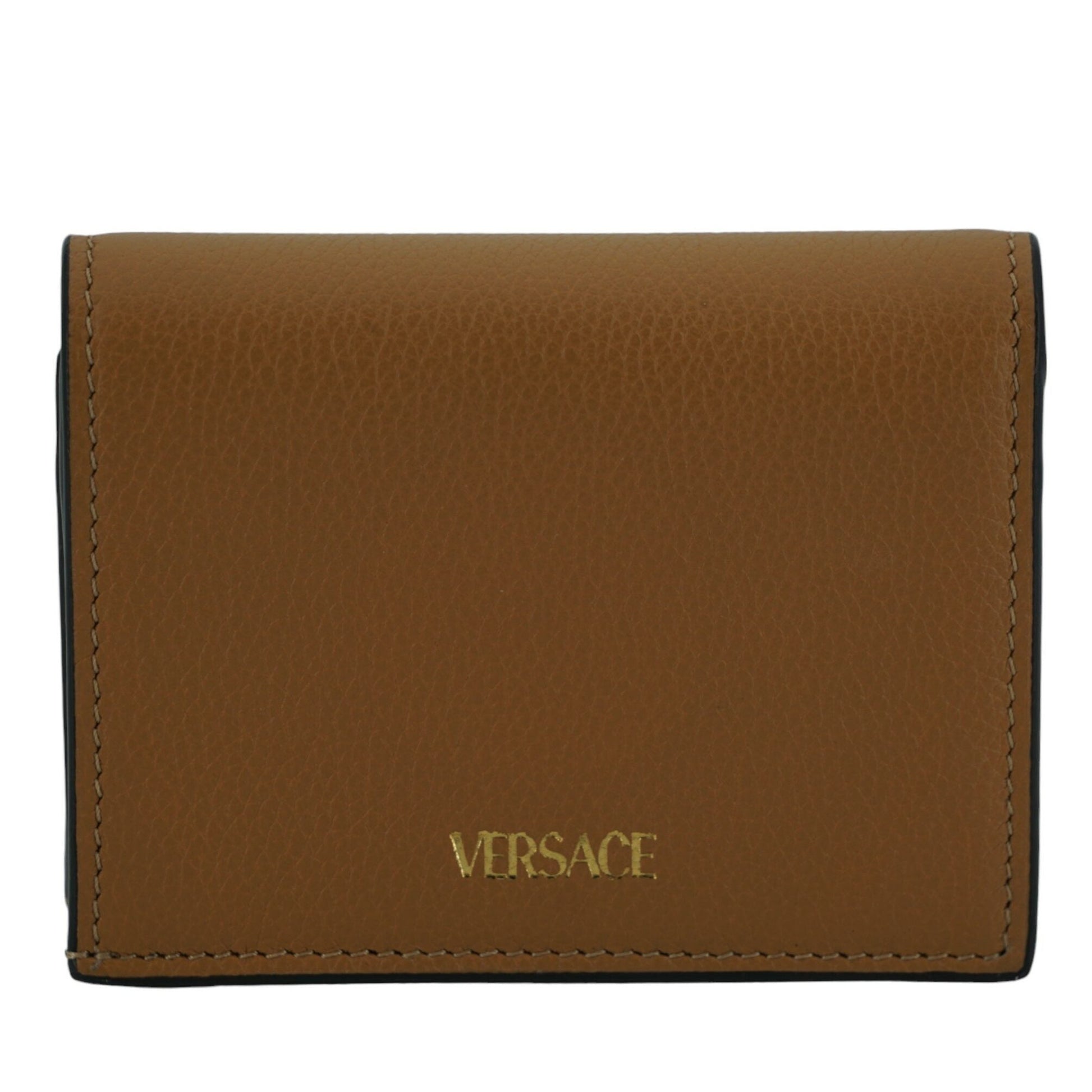 Versace Elegant Compact Leather Wallet in Brown Versace