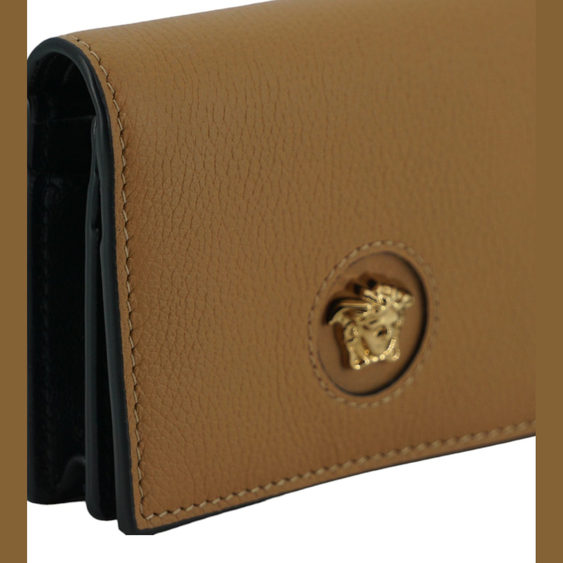 Versace Elegant Compact Leather Wallet in Brown Versace