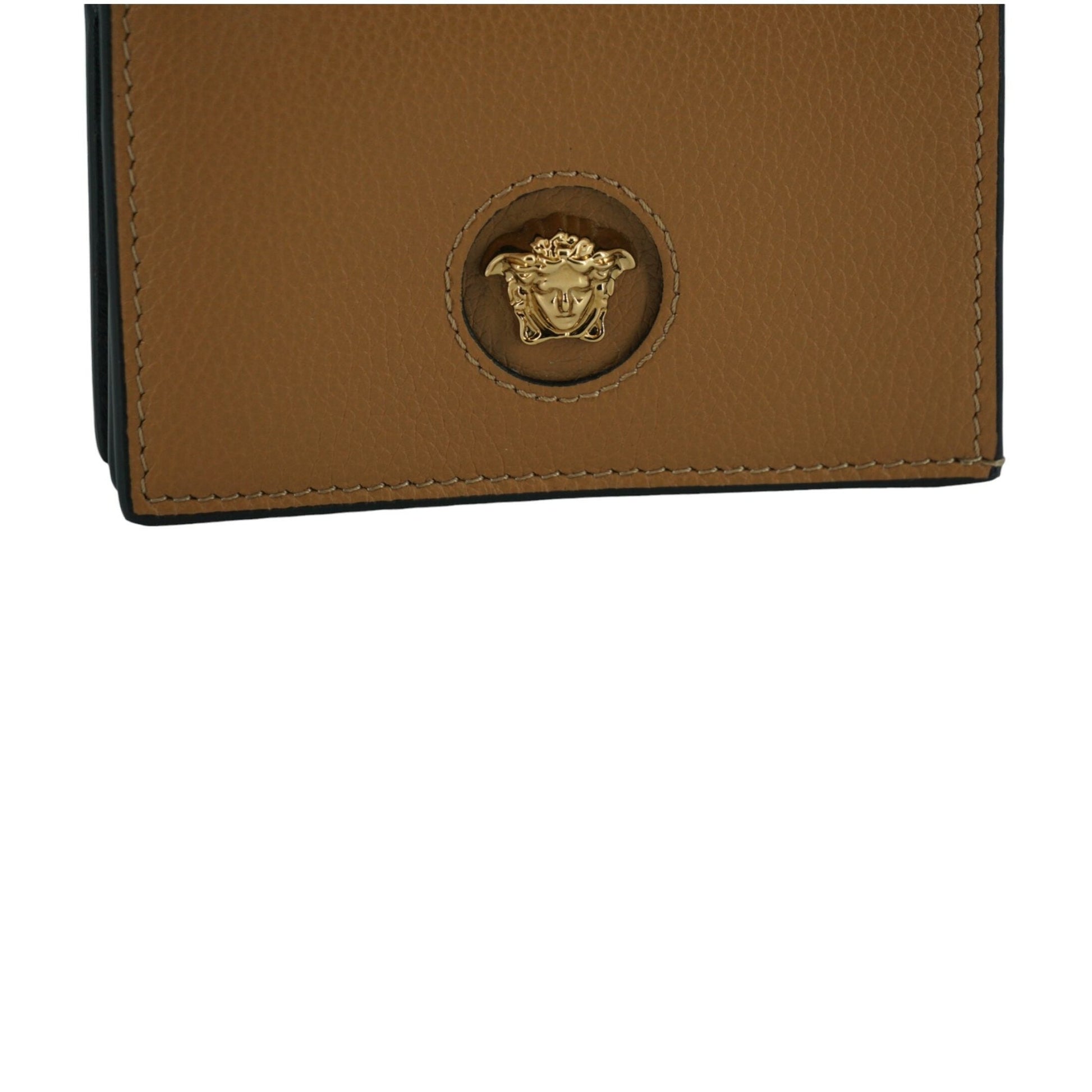 Versace Elegant Compact Leather Wallet in Brown Versace