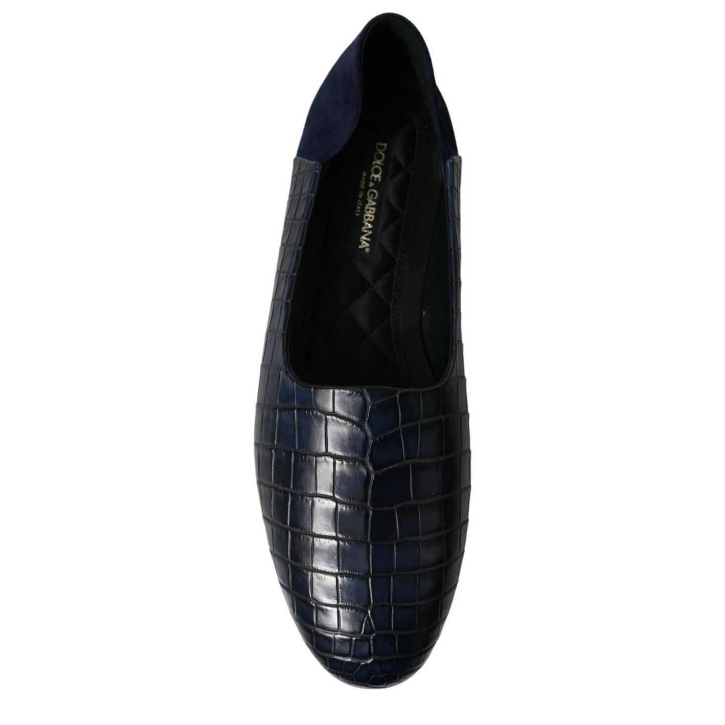 Dolce & Gabbana Blue Crocodile Leather Loafers Slip On Shoes