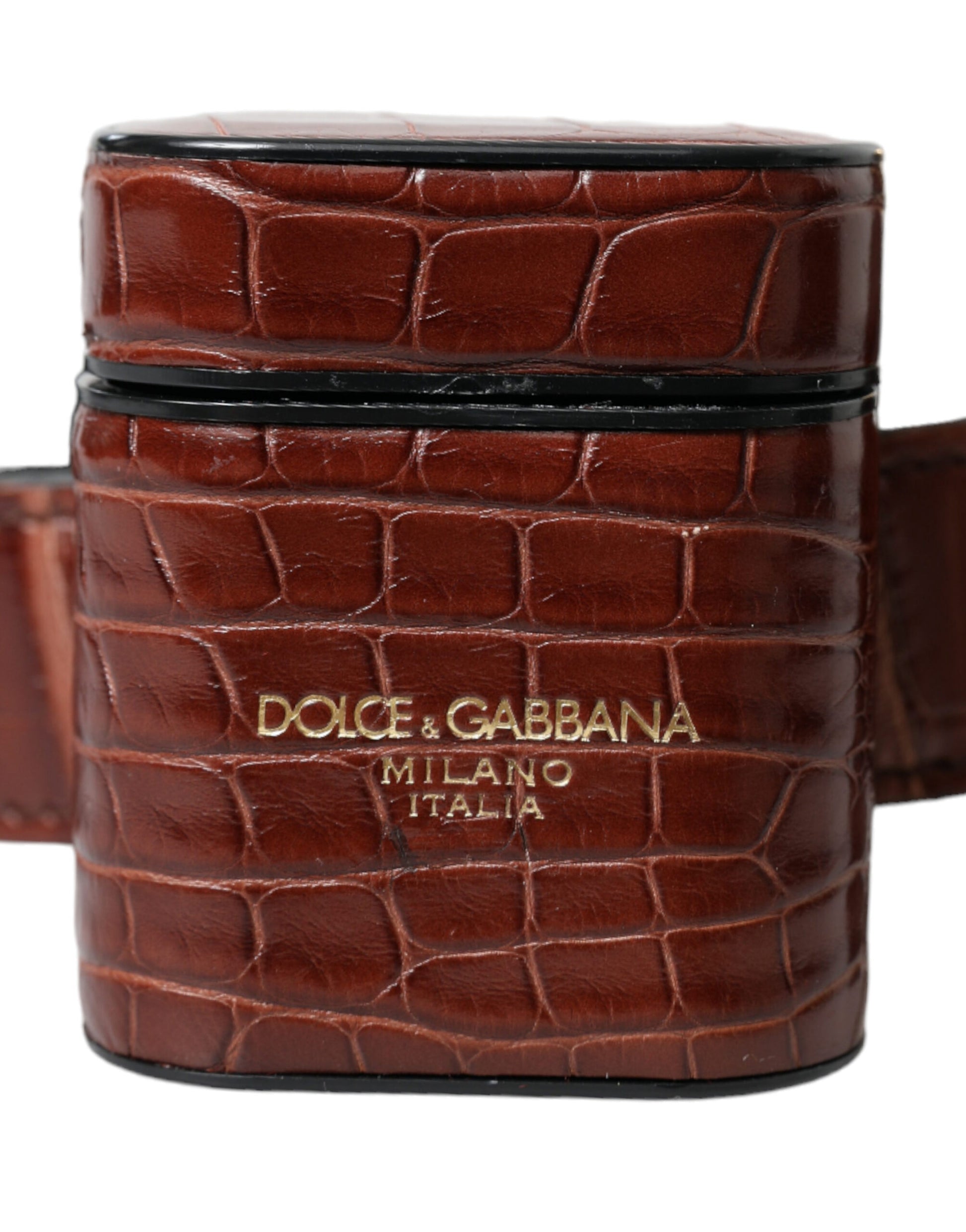 Dolce & Gabbana Brown Alligator Leather Airpods Case Coin Purse Wallet Dolce & Gabbana