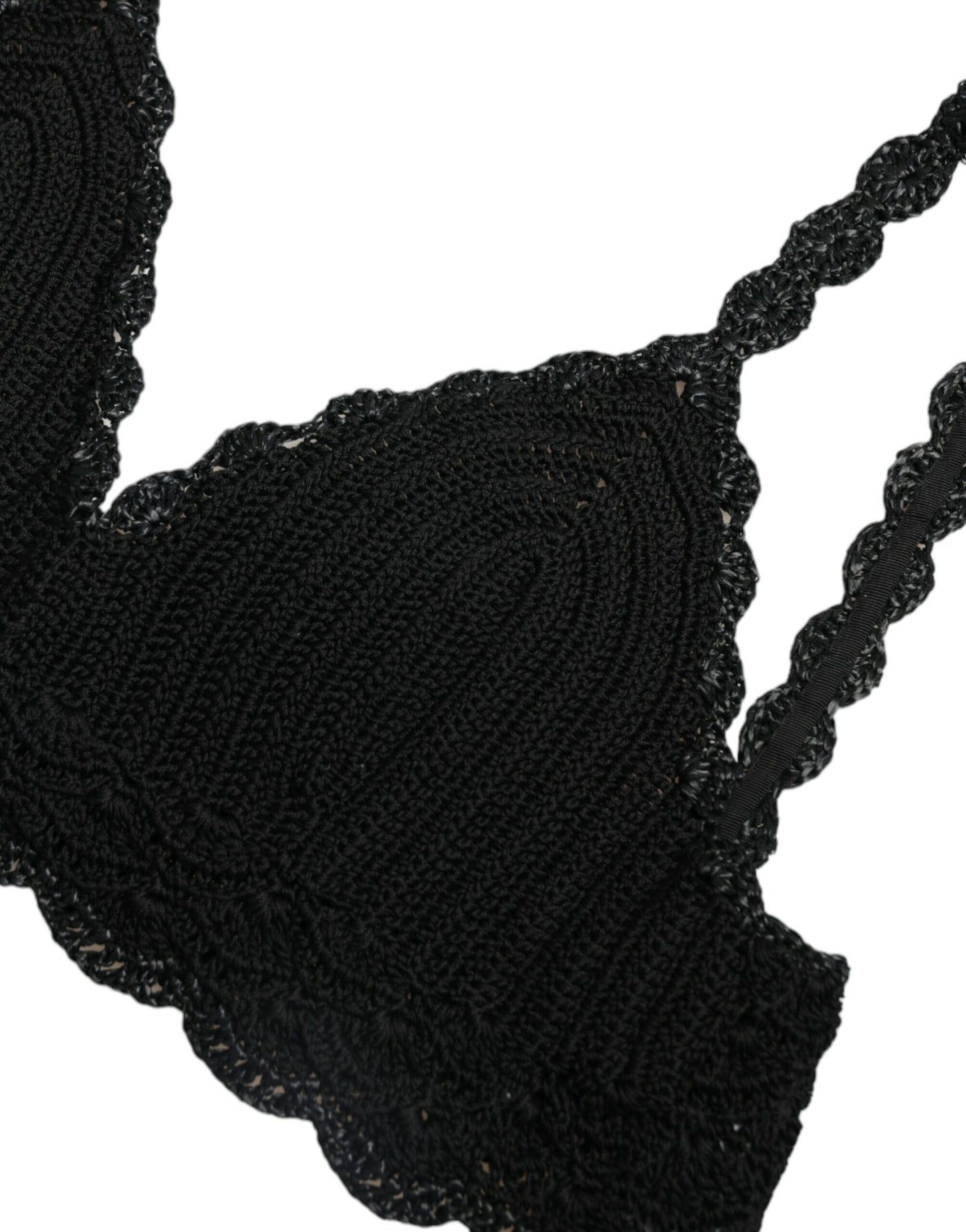 Dolce & Gabbana Black Cotton Bustier Cropped Crochet Tank Top Dolce & Gabbana
