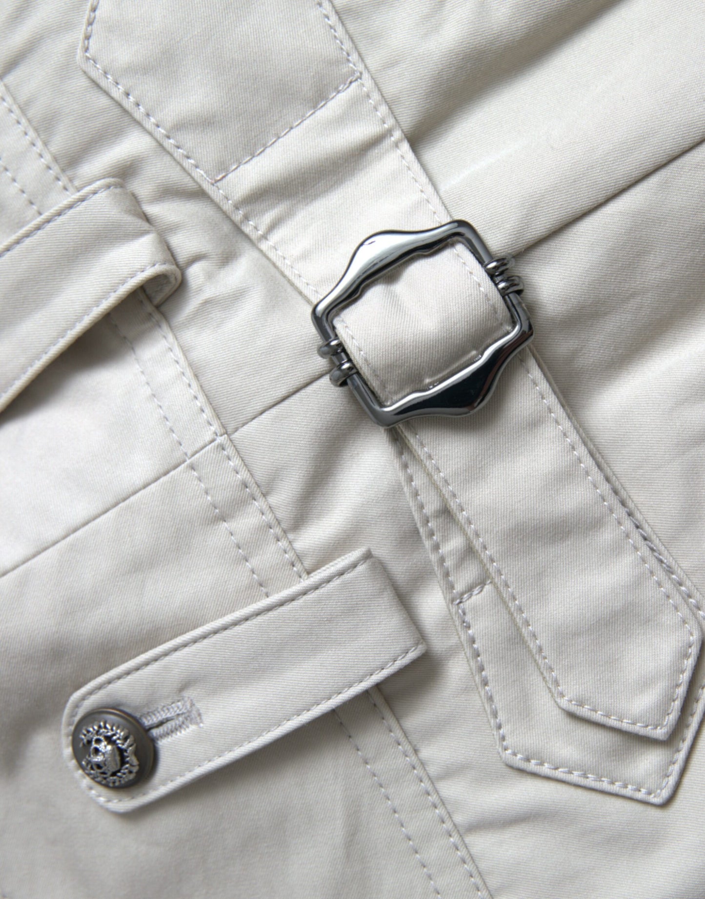 Dolce & Gabbana Beige Cotton High Waist Tapered Pants Dolce & Gabbana