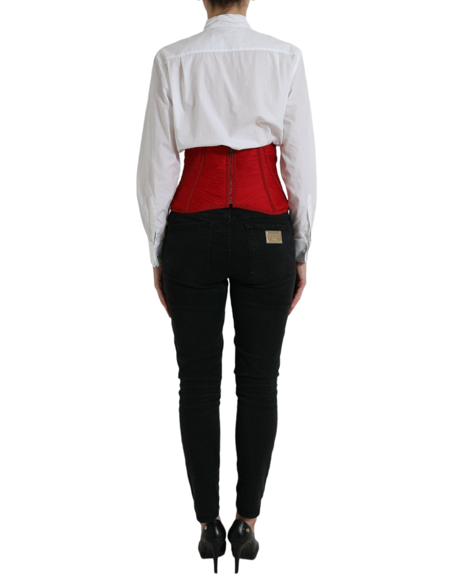 Dolce & Gabbana Red Silk Belt Waist Lace Up Strap Corset Dolce & Gabbana