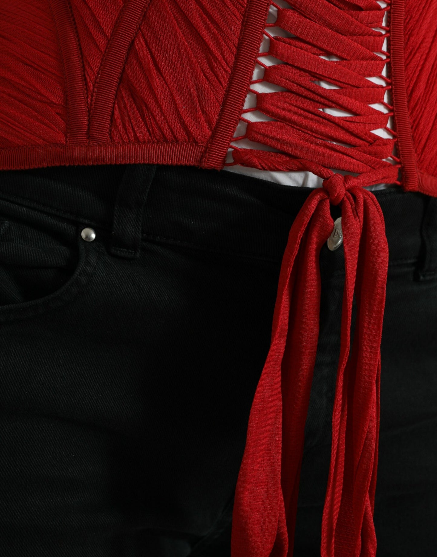 Dolce & Gabbana Red Silk Belt Waist Lace Up Strap Corset Dolce & Gabbana