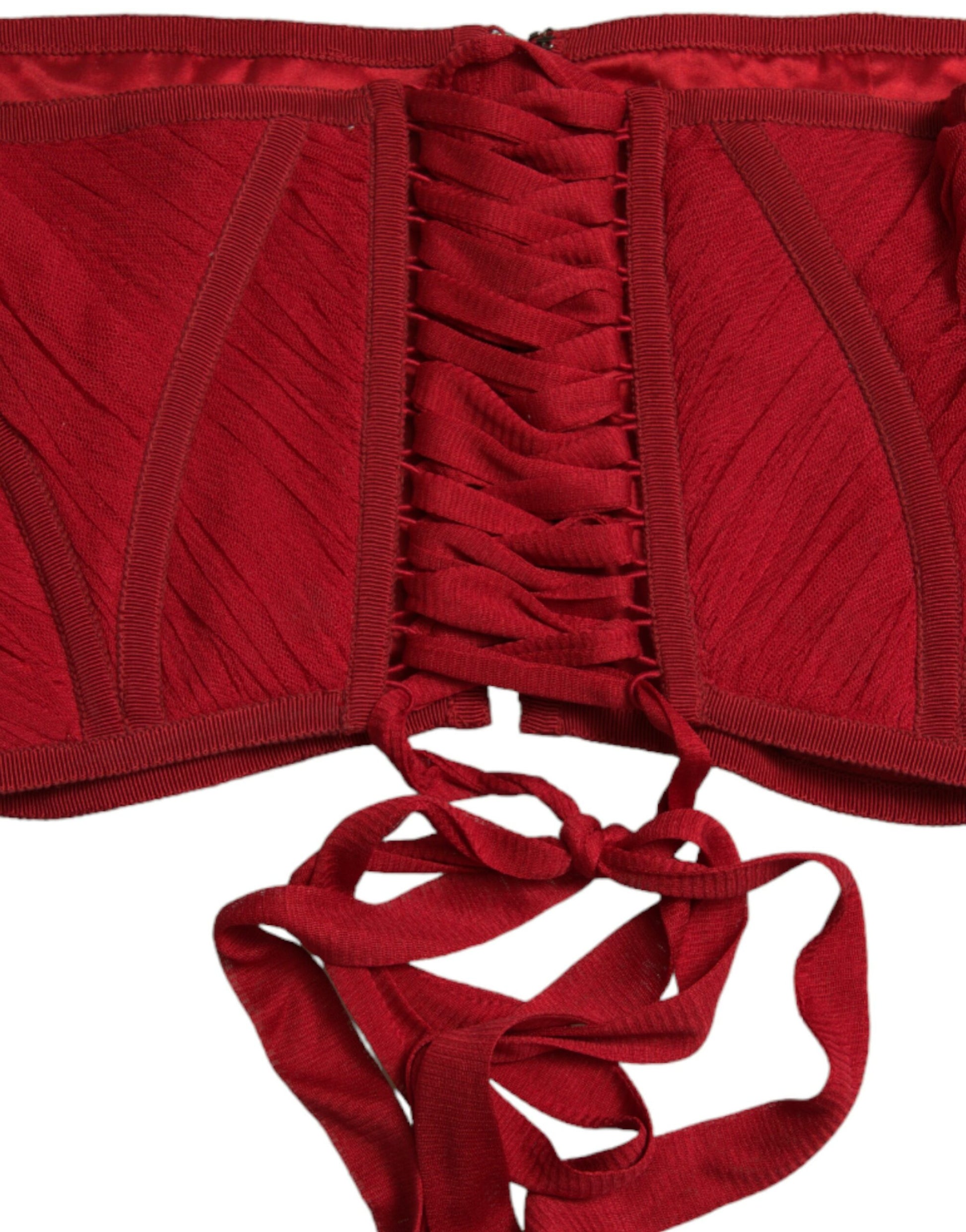 Dolce & Gabbana Red Silk Belt Waist Lace Up Strap Corset Dolce & Gabbana