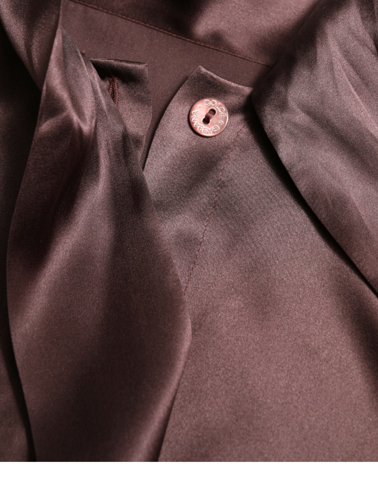 Dolce & Gabbana Brown Silk Ascot Collar Long Sleeve Blouse Top Dolce & Gabbana