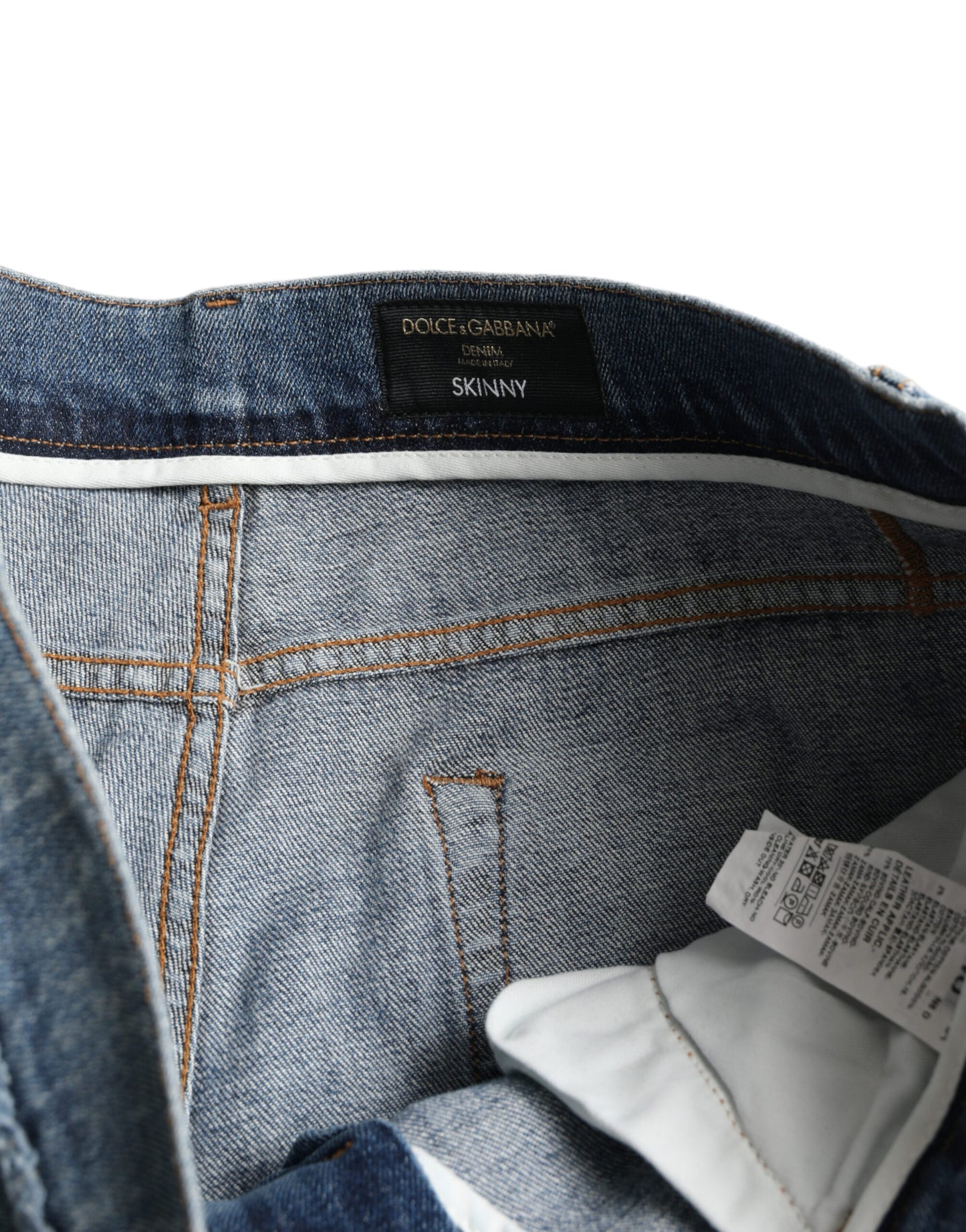 Dolce & Gabbana Blue Washed Skinny Cotton Stretch Denim Jeans Dolce & Gabbana