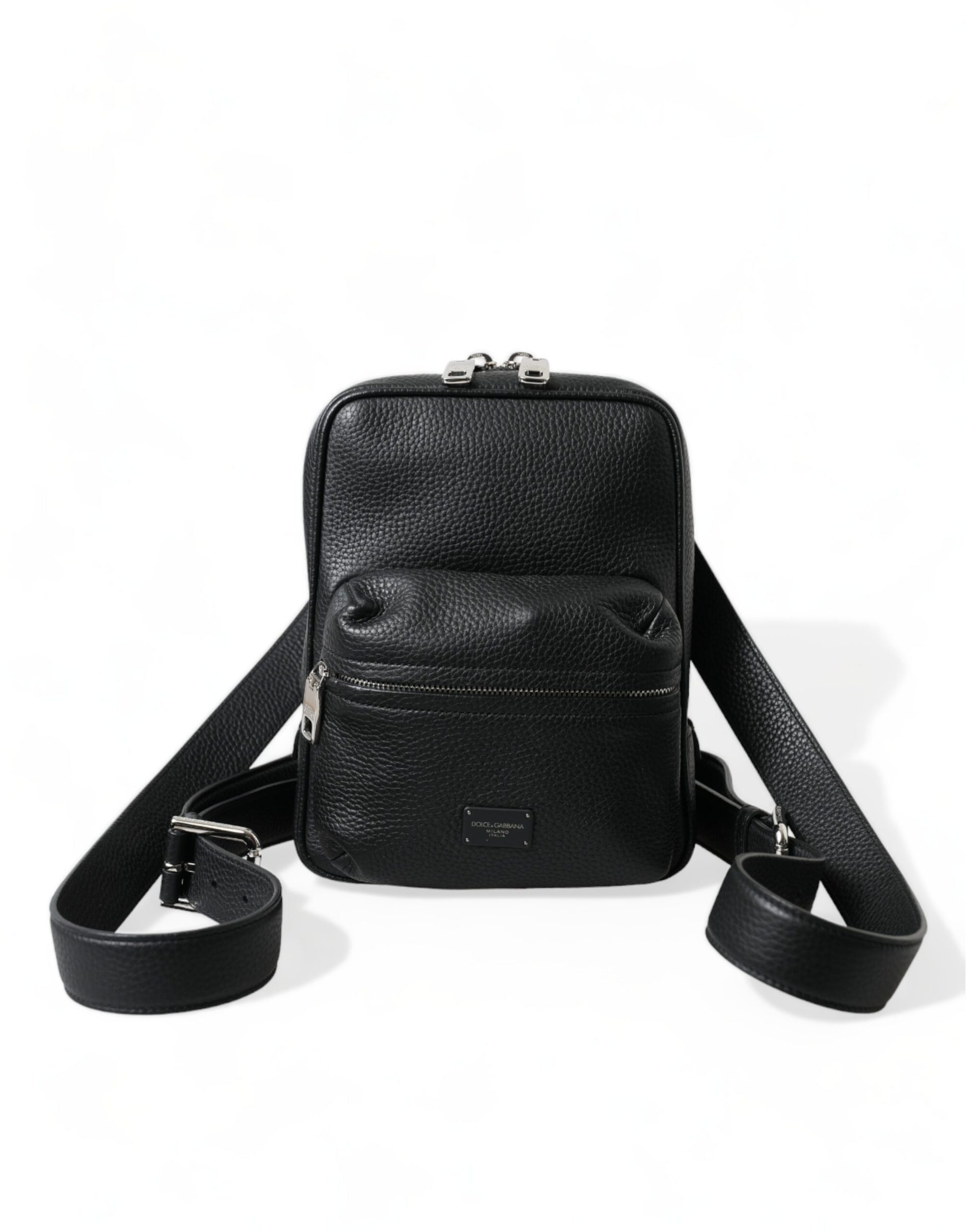 Dolce & Gabbana Black Calfskin Leather Logo Palermo Backpack Bag Dolce & Gabbana