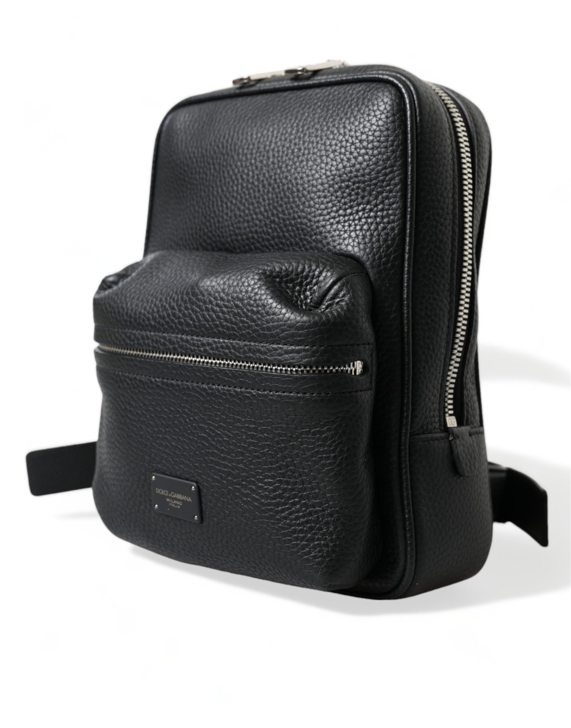 Dolce & Gabbana Black Calfskin Leather Logo Palermo Backpack Bag Dolce & Gabbana