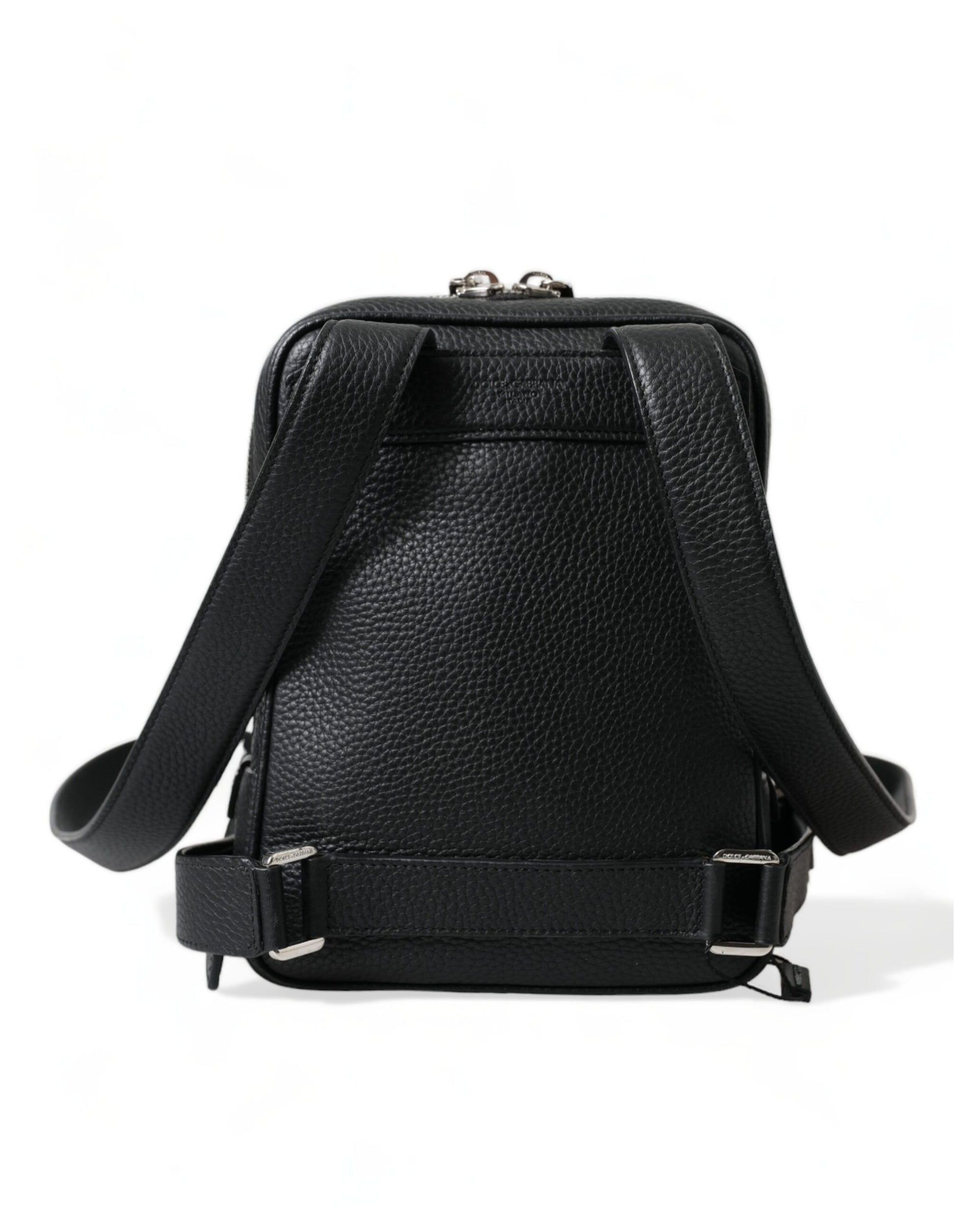 Dolce & Gabbana Black Calfskin Leather Logo Palermo Backpack Bag Dolce & Gabbana