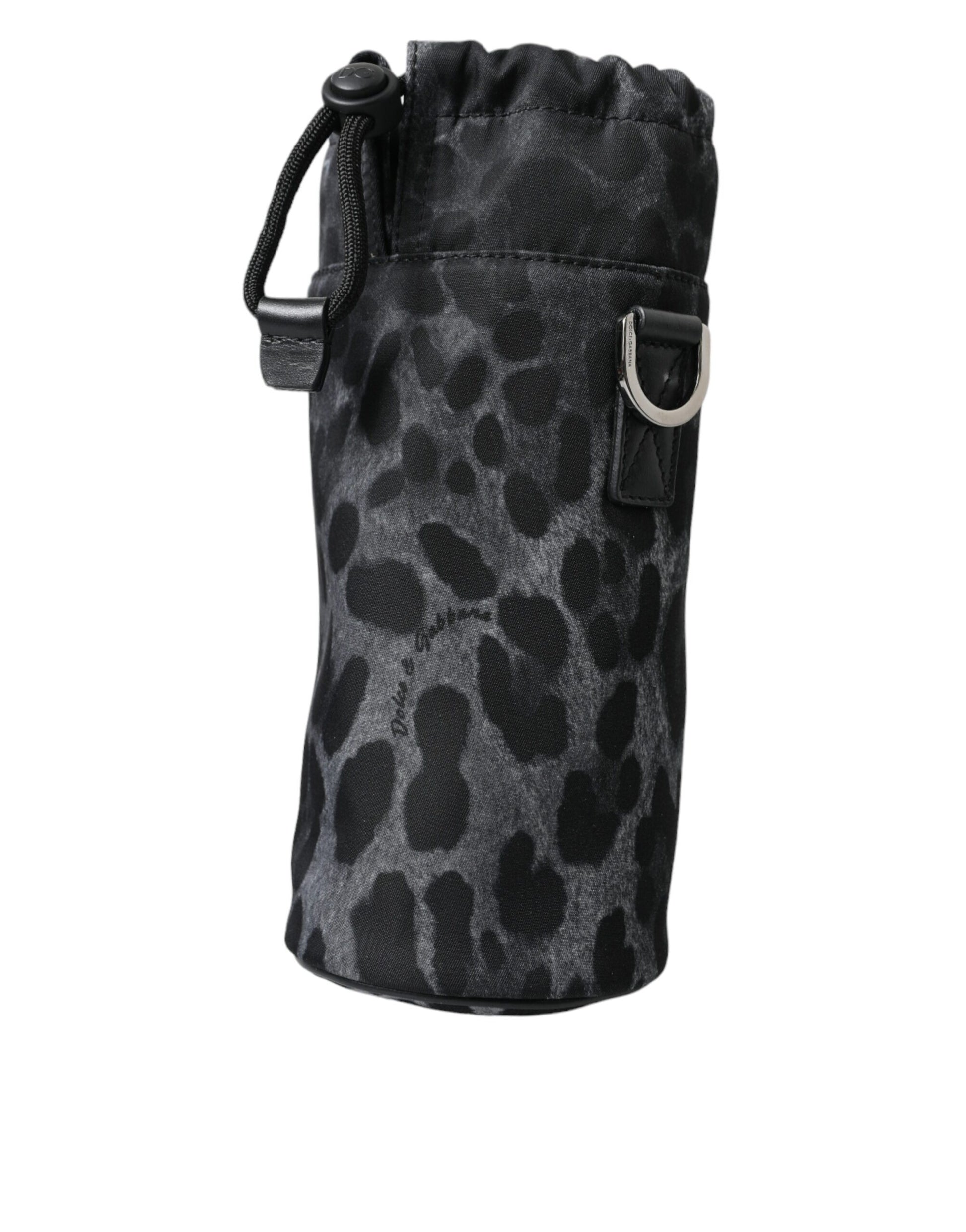 Dolce & Gabbana Black Leopard Round Slim Tote Bottle Cage Bag Dolce & Gabbana