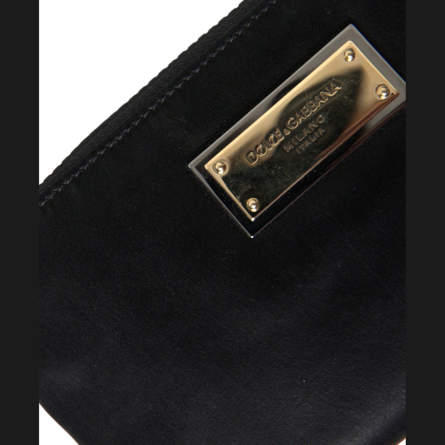 Dolce & Gabbana Black Nylon Logo Plaque Keyring Pouch Clutch Bag