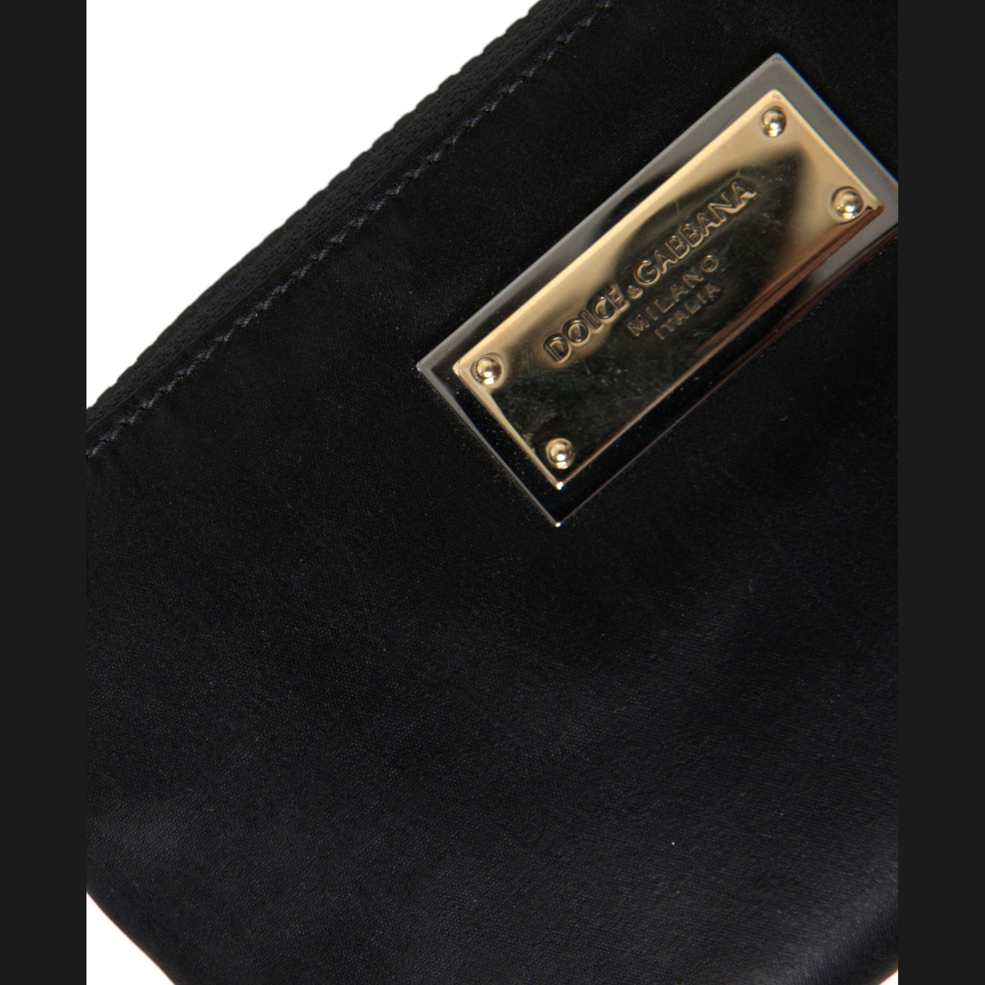 Dolce & Gabbana Black Nylon Logo Plaque Keyring Pouch Clutch Bag