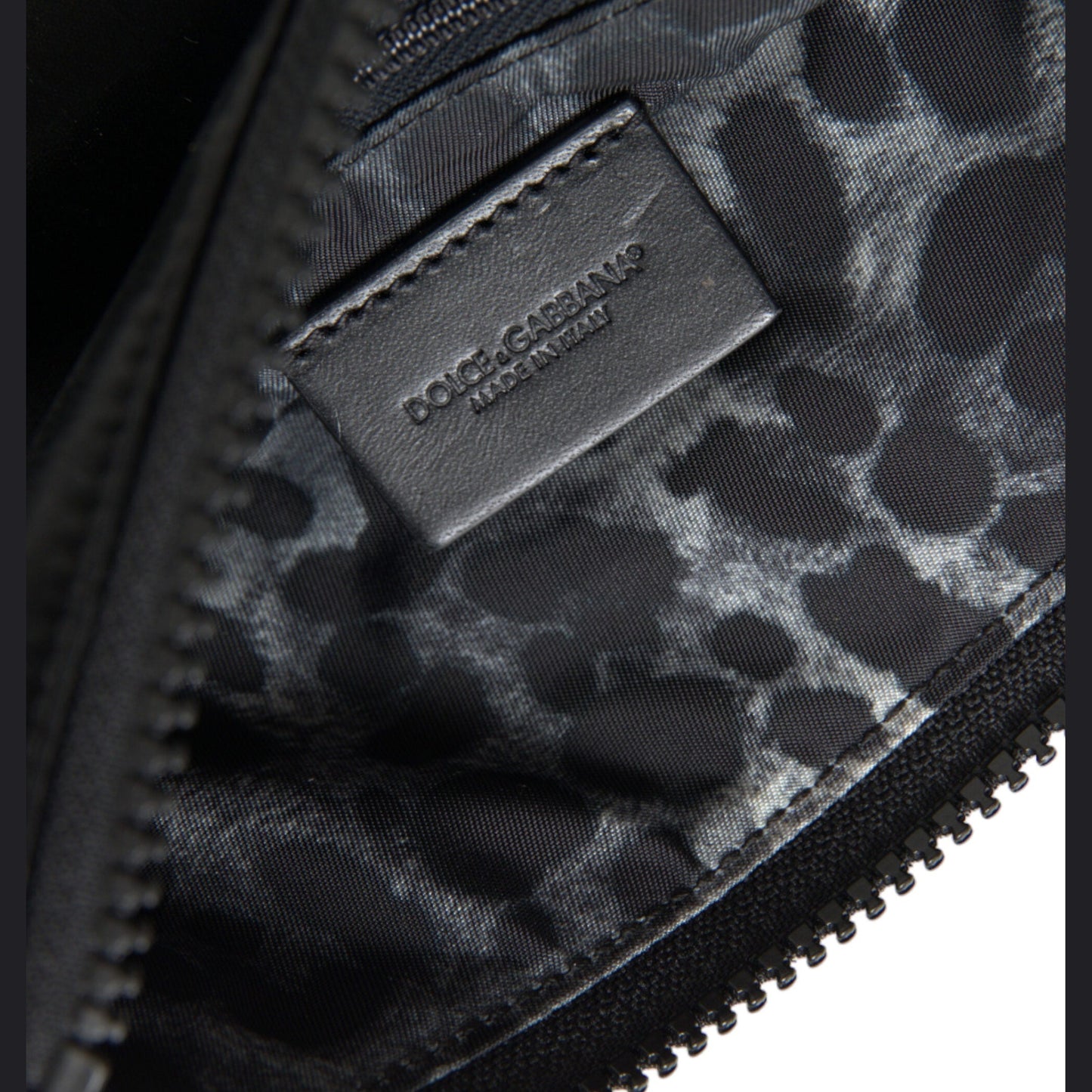 Dolce & Gabbana Black Nylon Logo Plaque Keyring Pouch Clutch Bag