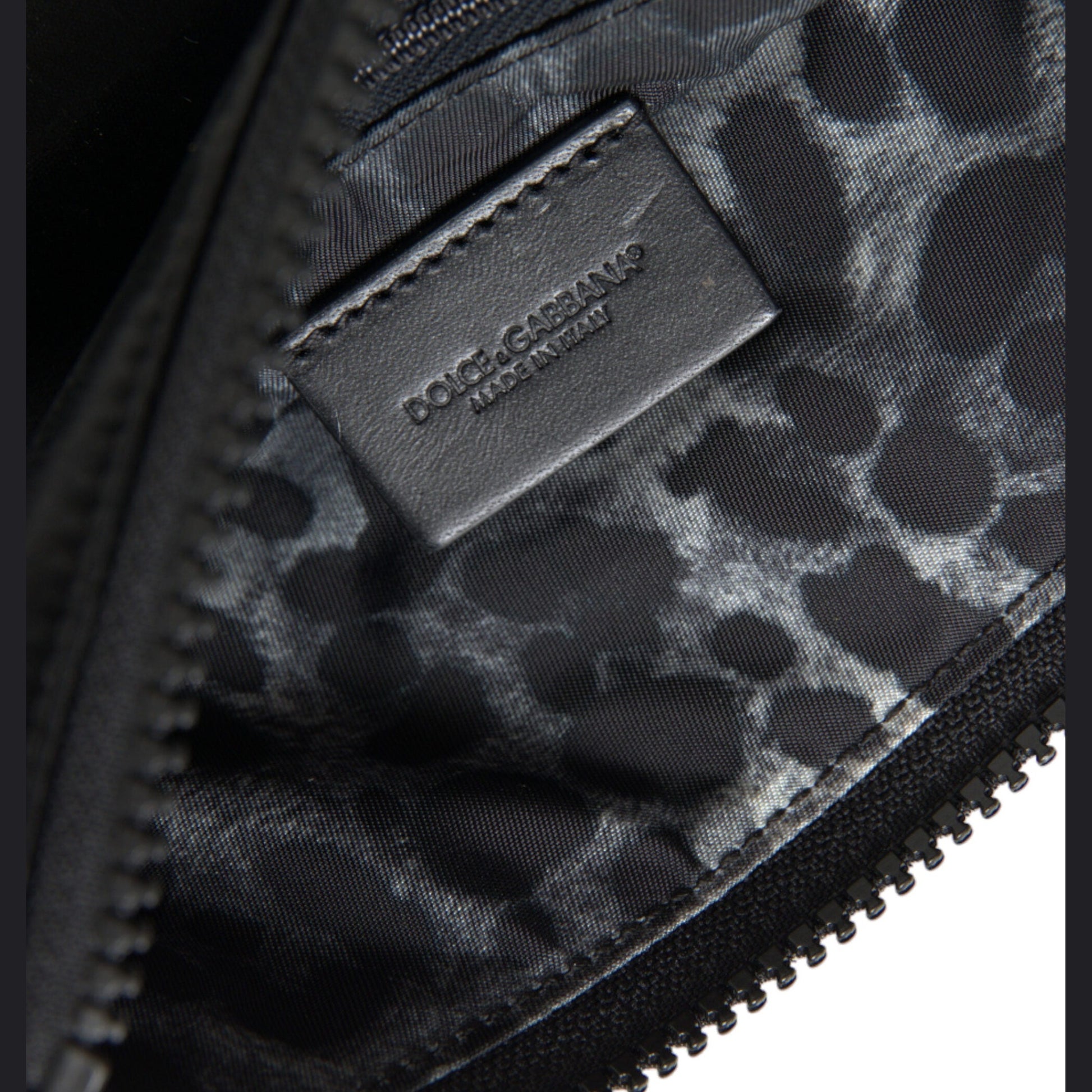 Dolce & Gabbana Black Nylon Logo Plaque Keyring Pouch Clutch Bag