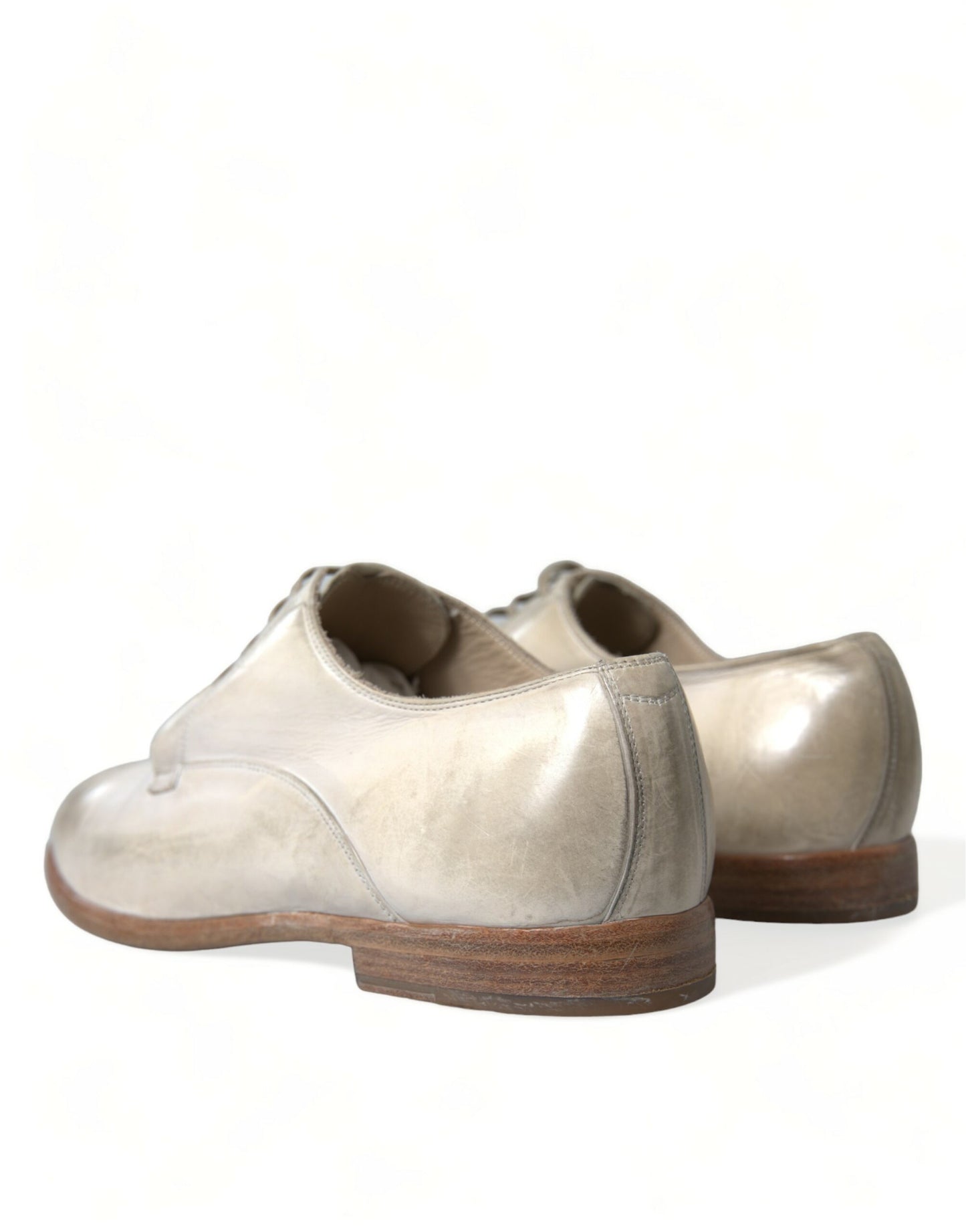 Dolce & Gabbana White Distressed Leather Derby Dress Shoes Dolce & Gabbana