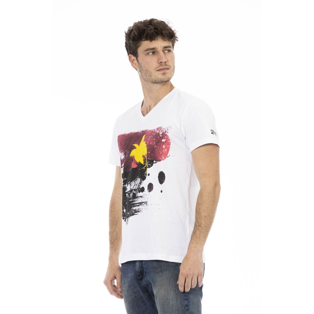 Trussardi Action White Cotton Men's V-Neck T-Shirt Trussardi Action