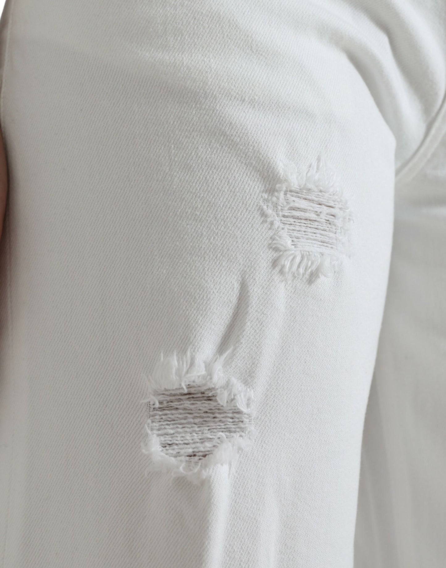 Dolce & Gabbana White Cotton Cropped Wide Leg Denim Jeans Dolce & Gabbana