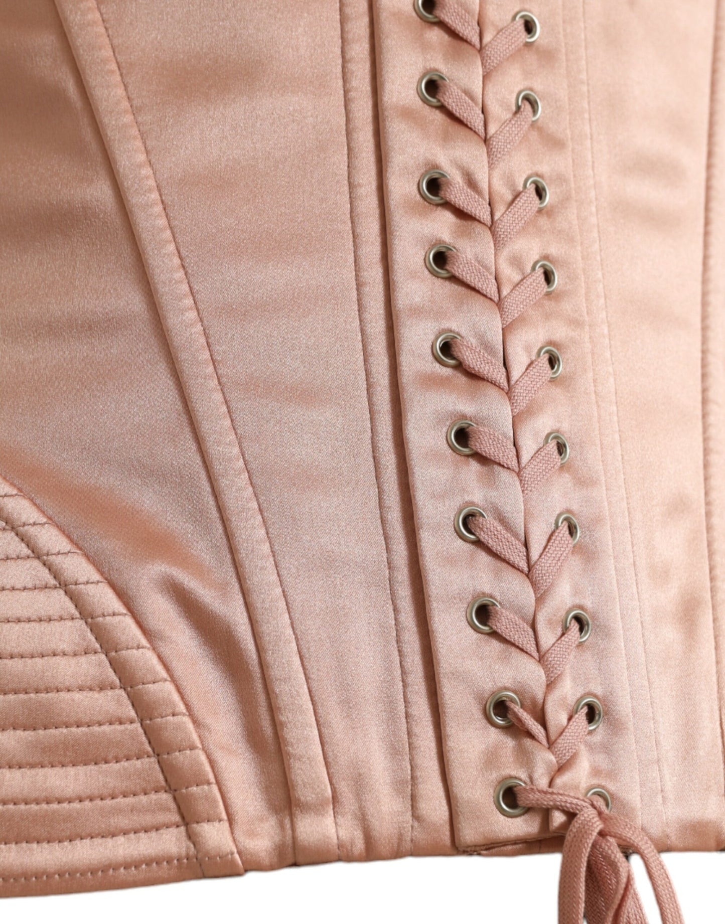 Dolce & Gabbana Pink Silk Stretch Belt Waist Strap Corset Top Dolce & Gabbana