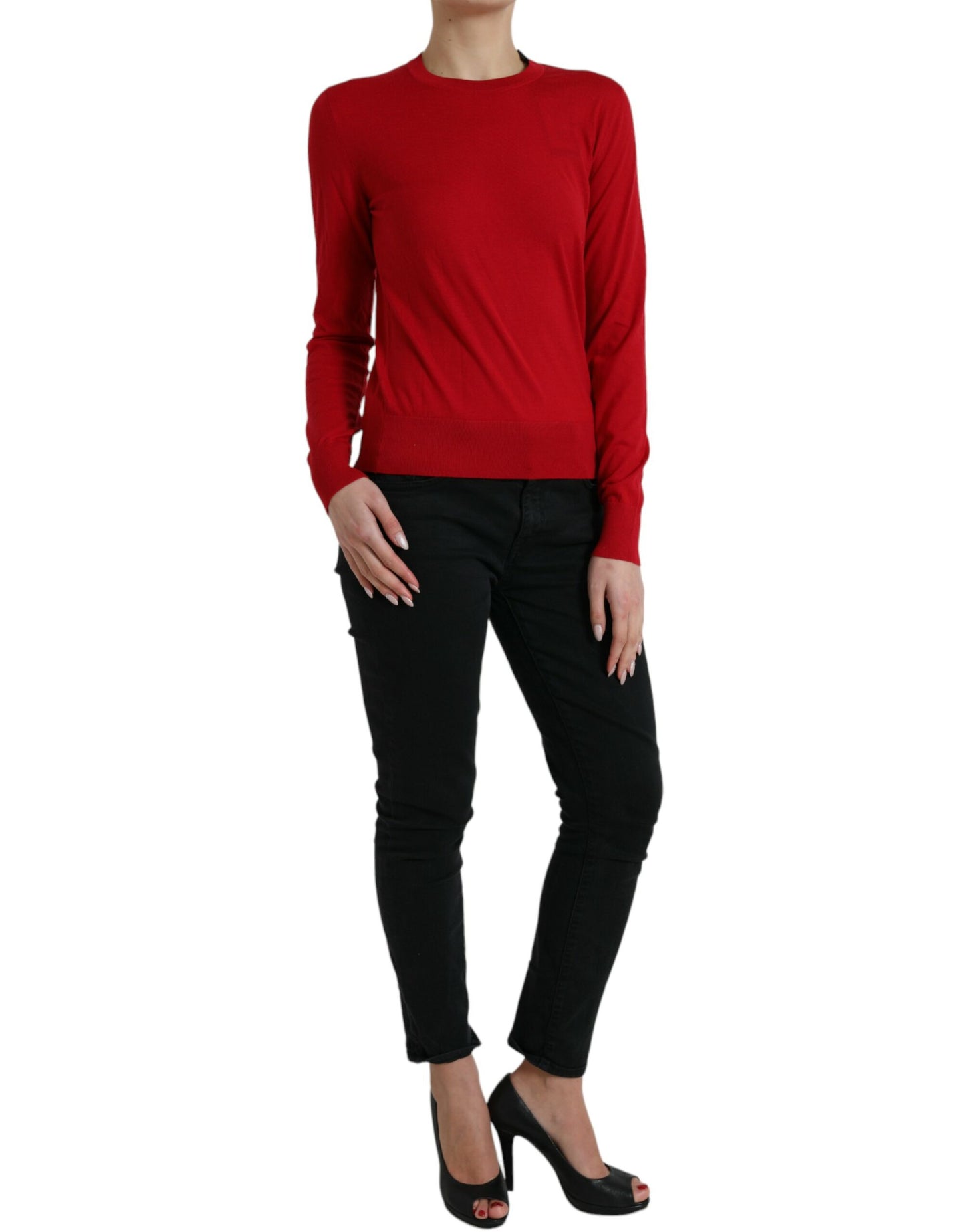 Dolce & Gabbana Red Wool Knitted Crew Neck Pullover Sweater Dolce & Gabbana