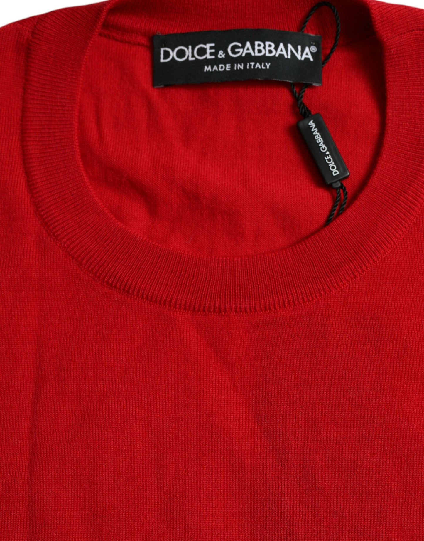 Dolce & Gabbana Red Wool Knitted Crew Neck Pullover Sweater Dolce & Gabbana