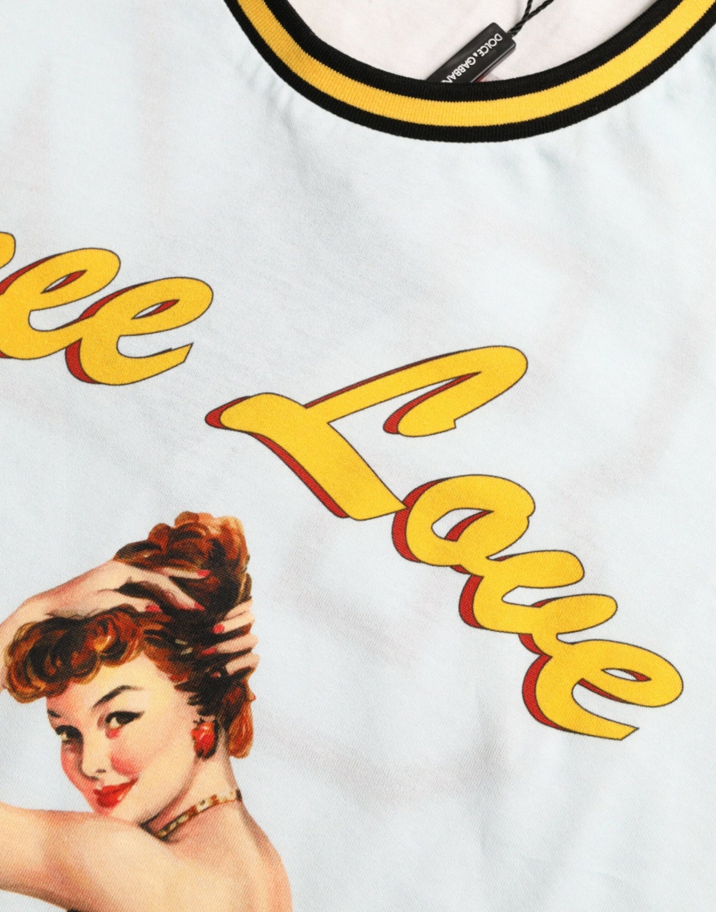 Dolce & Gabbana Light Blue Cotton Free Love Crew Neck T-shirt Dolce & Gabbana