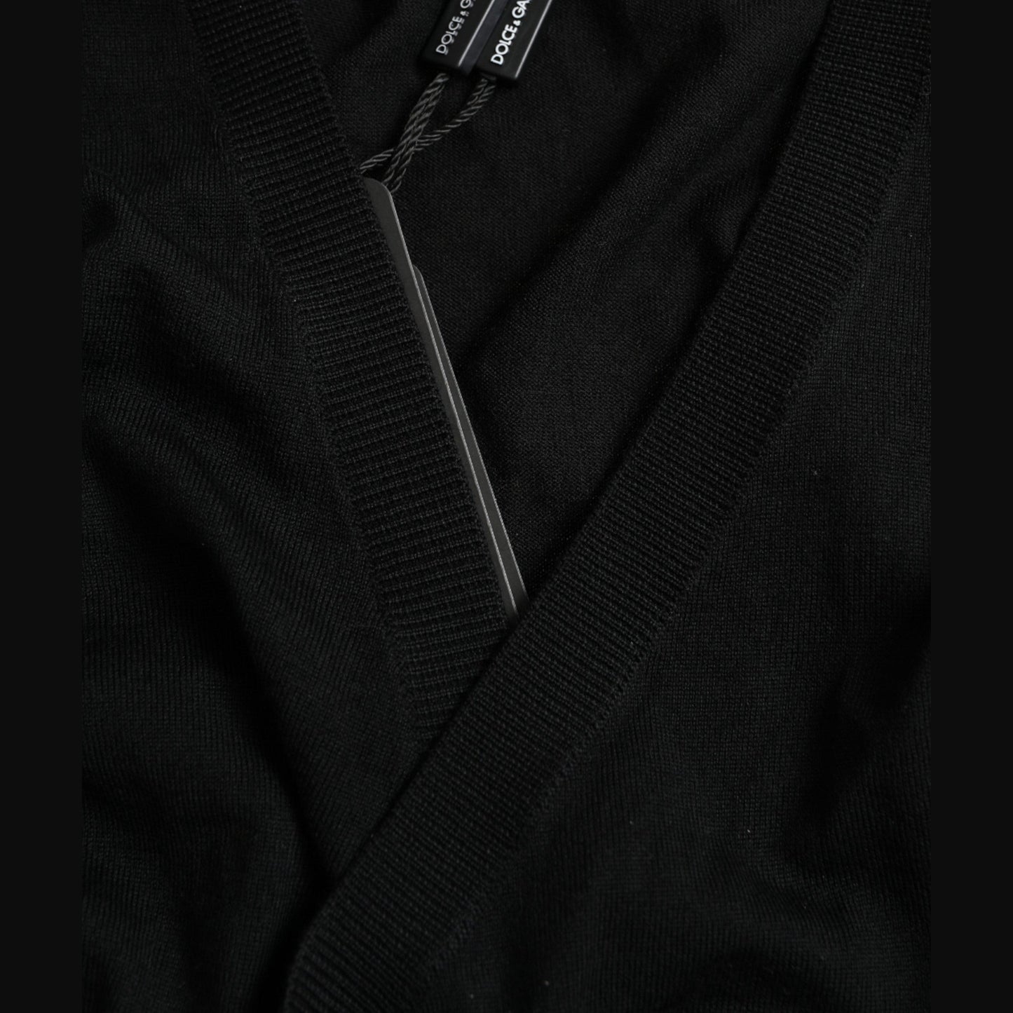 Dolce & Gabbana Black Wool V-neck Crossed Cardigan Sweater