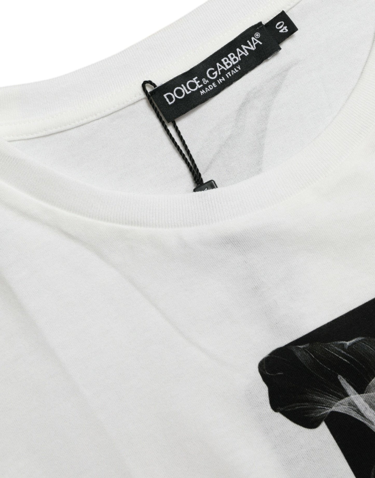 Dolce & Gabbana White Black Roses Crewneck Cotton T-shirt Dolce & Gabbana