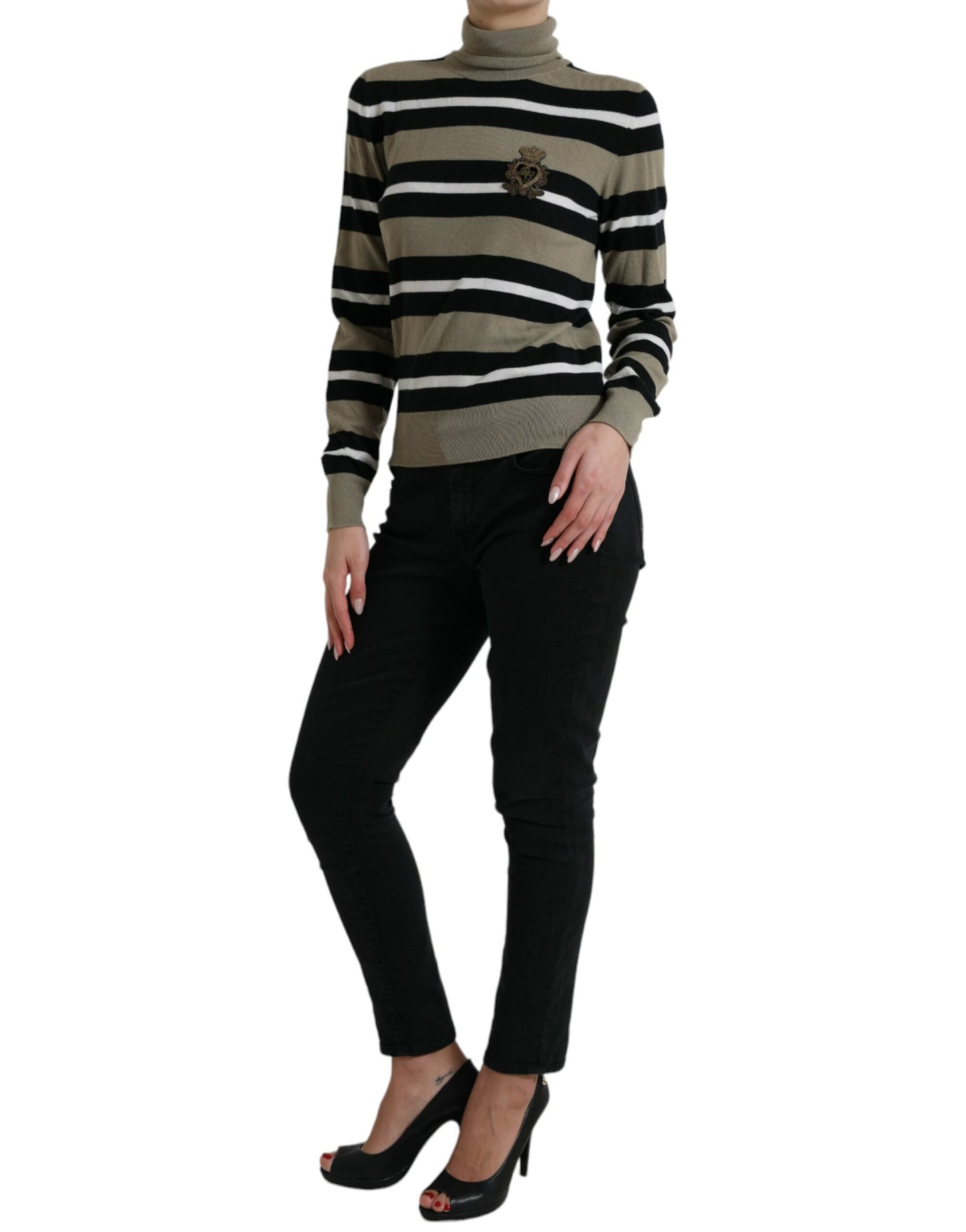Dolce & Gabbana Multicolor Stripe Wool Logo Pullover Sweater Dolce & Gabbana