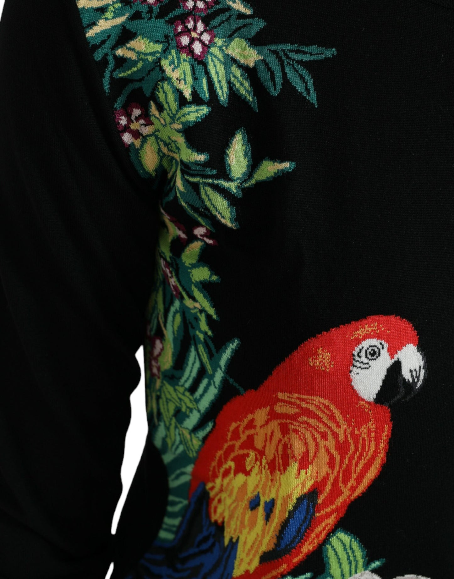 Dolce & Gabbana Black Bird Wool Long Sleeve Cardigan Sweater Dolce & Gabbana