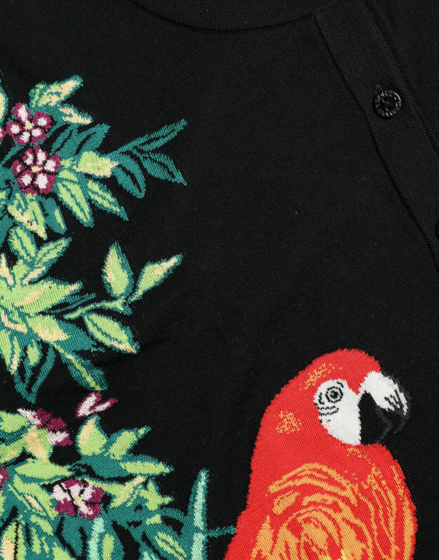 Dolce & Gabbana Black Bird Wool Long Sleeve Cardigan Sweater Dolce & Gabbana