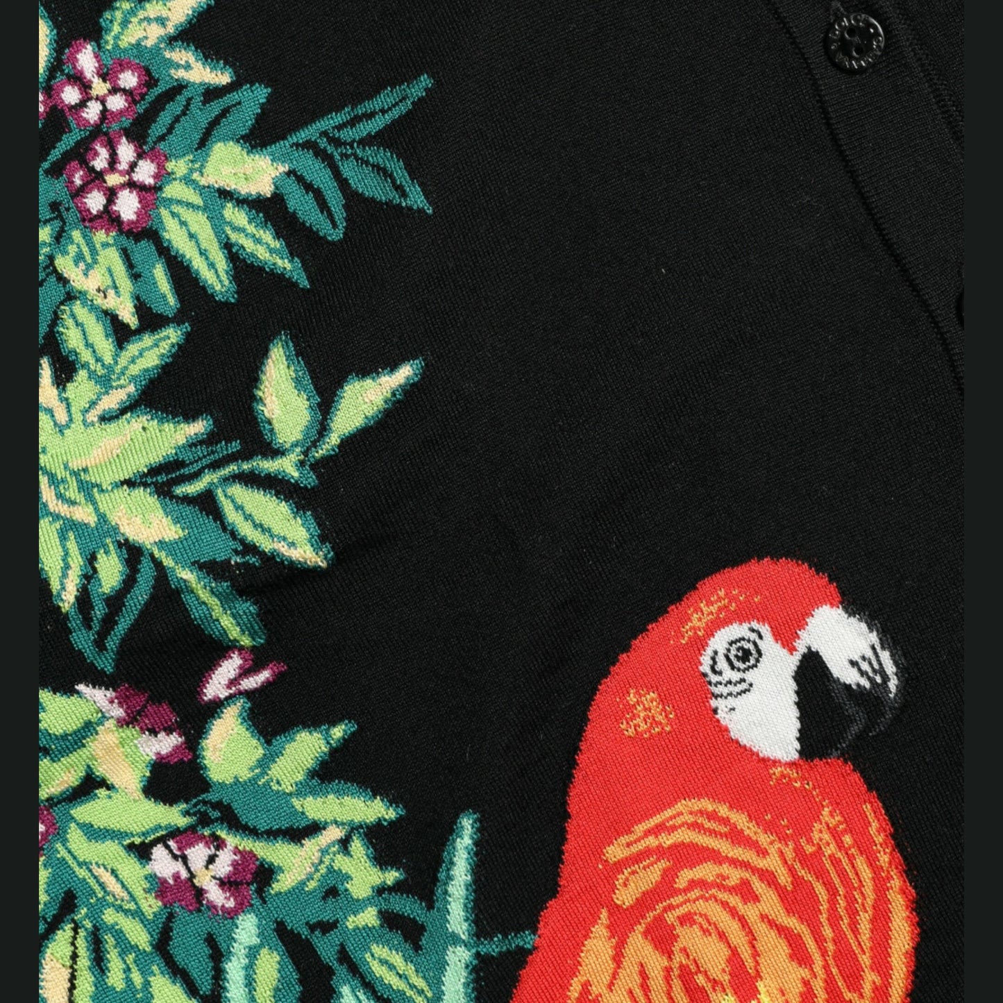 Dolce & Gabbana Black Bird Wool Long Sleeve Cardigan Sweater