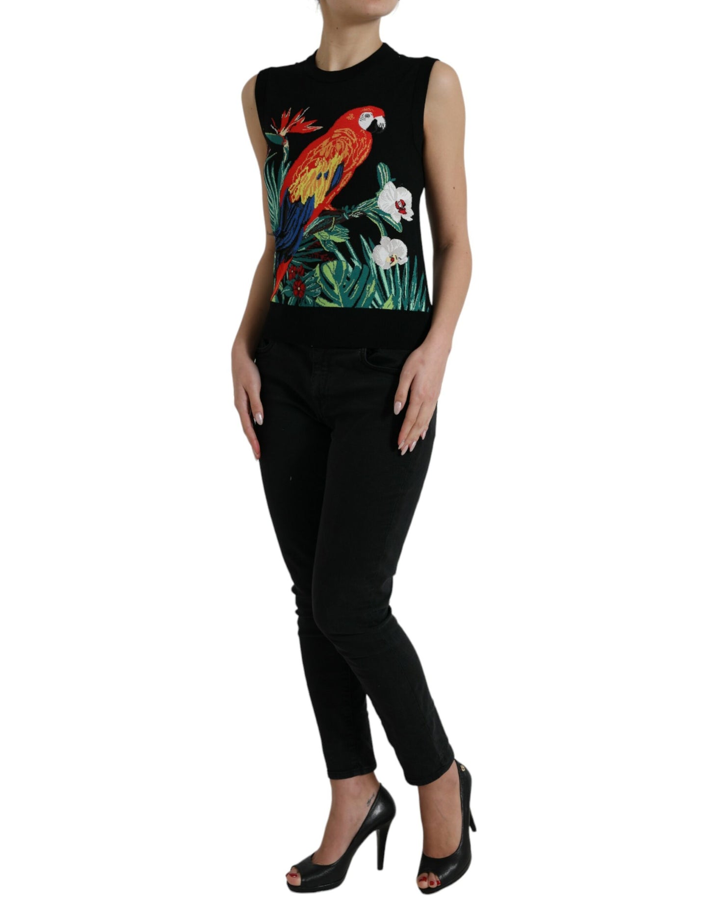 Dolce & Gabbana Black Jungle Crew Neck Sleeveless Tank Top Dolce & Gabbana