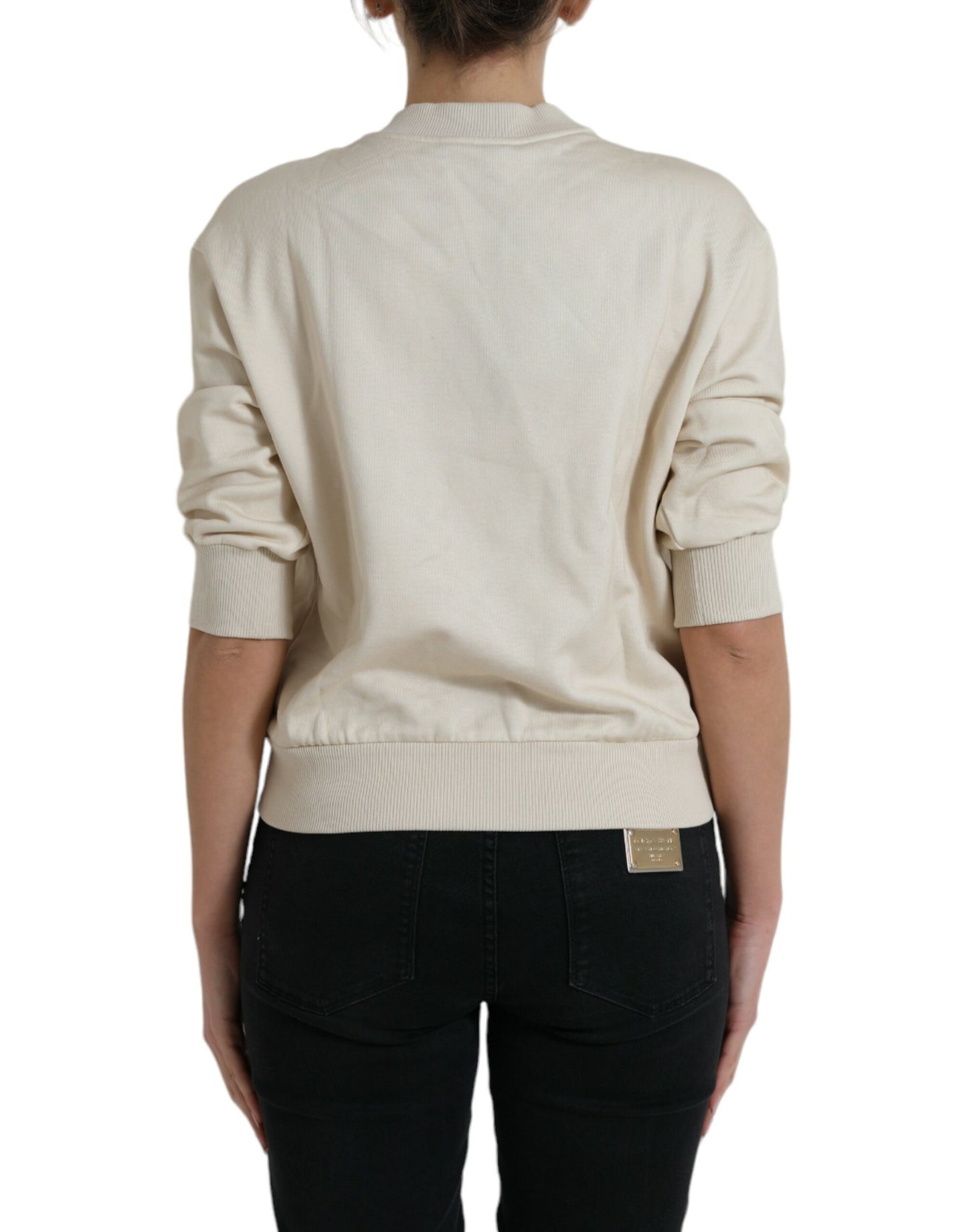 Dolce & Gabbana Beige Jungle Printed Cotton Pullover Sweater Dolce & Gabbana