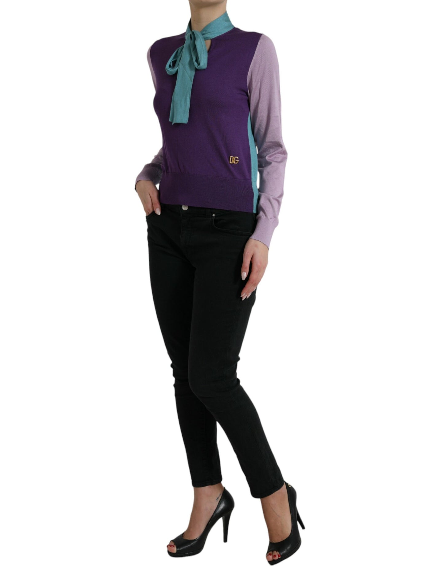 Dolce & Gabbana Multicolor Bow Fastening Pullover Sweater Dolce & Gabbana