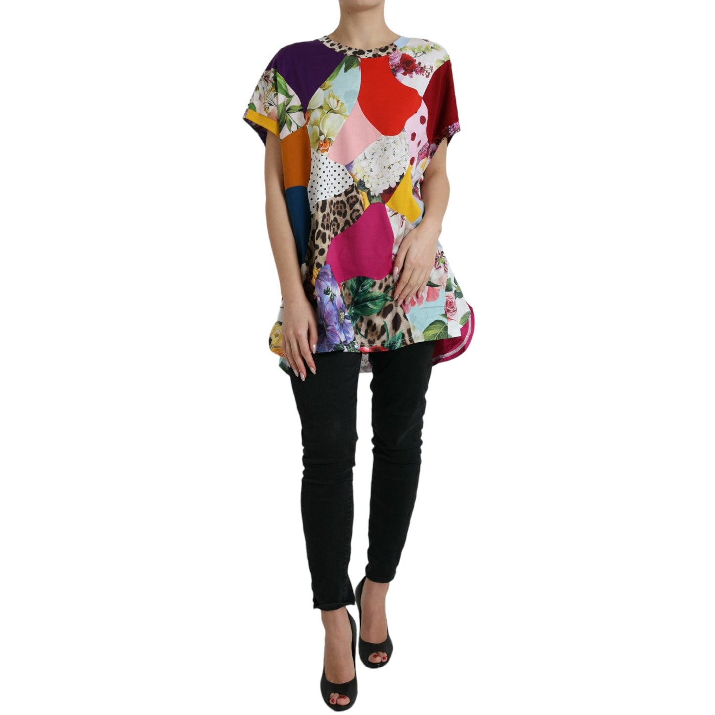 Dolce & Gabbana Multicolor Patchwork Cotton Silk Blouse Top Dolce & Gabbana