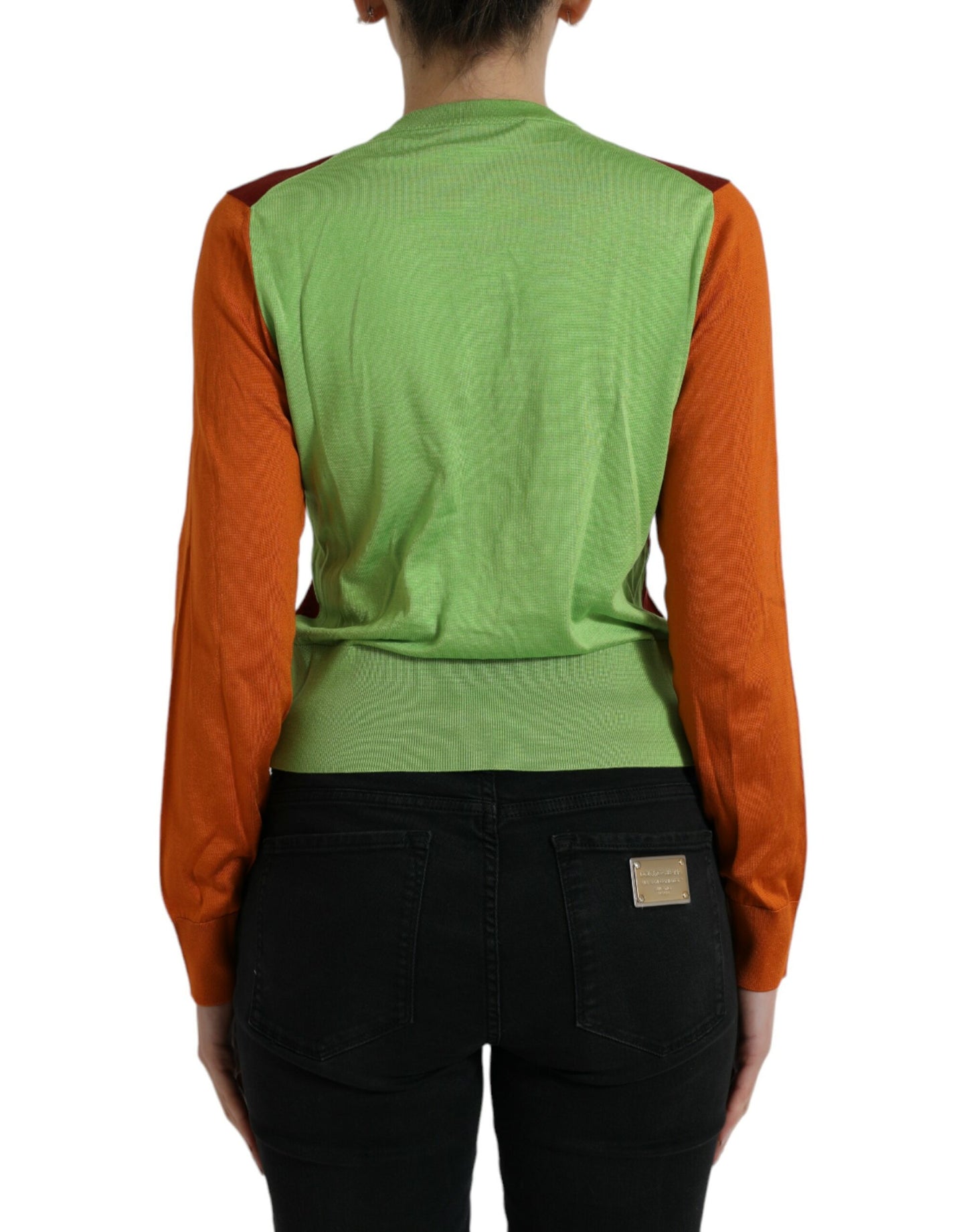 Dolce & Gabbana Multicolor Silk Crewneck Cardigan Sweater Dolce & Gabbana