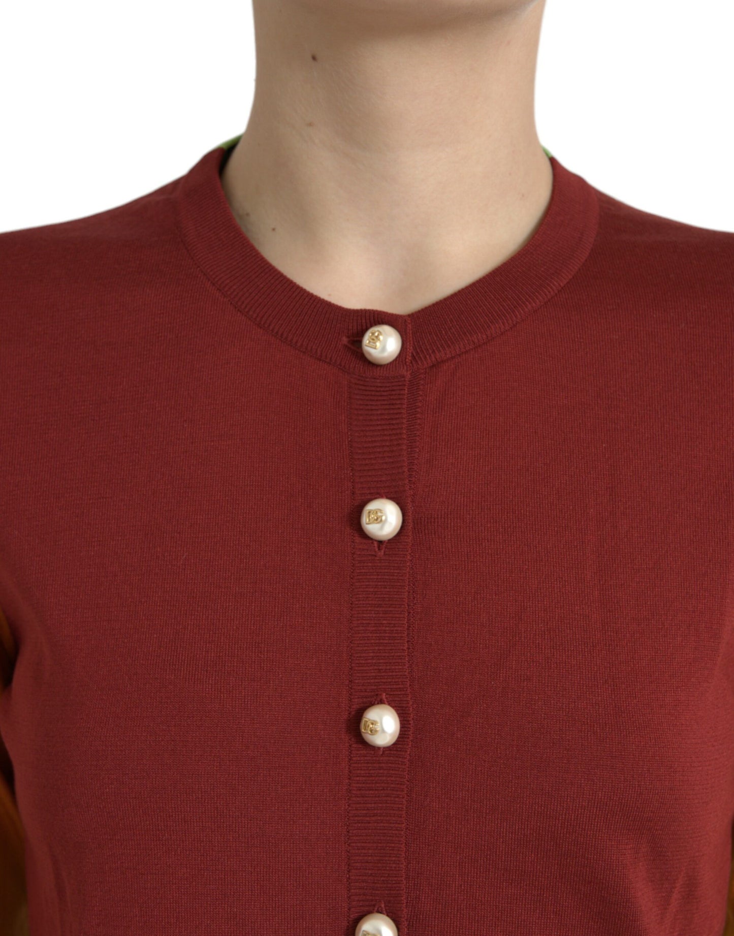 Dolce & Gabbana Multicolor Silk Crewneck Cardigan Sweater Dolce & Gabbana