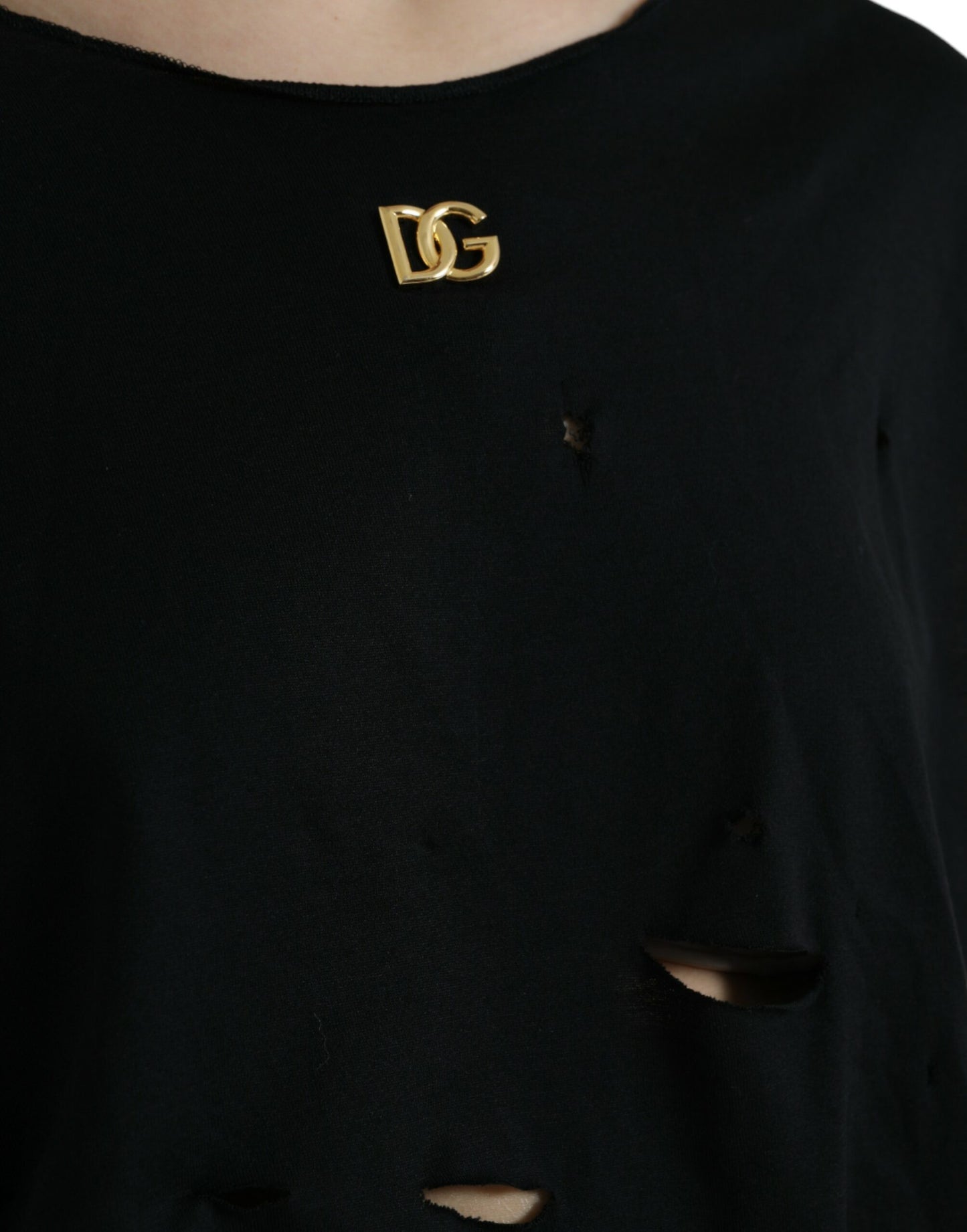 Dolce & Gabbana Black Cotton Lace Up Logo Round Neck Tank Top Dolce & Gabbana