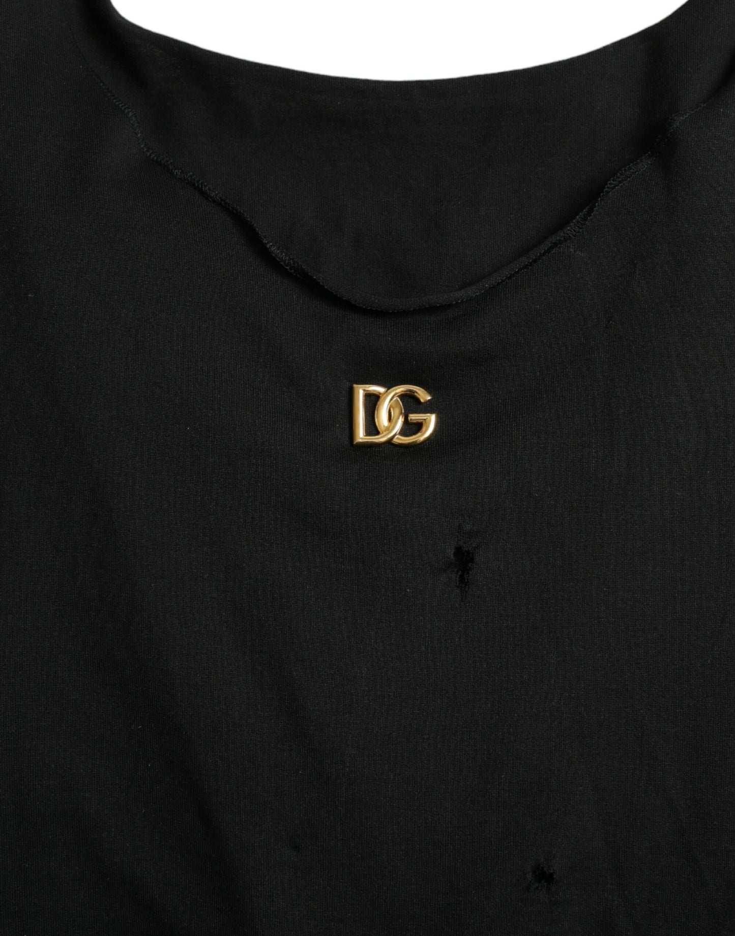 Dolce & Gabbana Black Cotton Lace Up Logo Round Neck Tank Top Dolce & Gabbana
