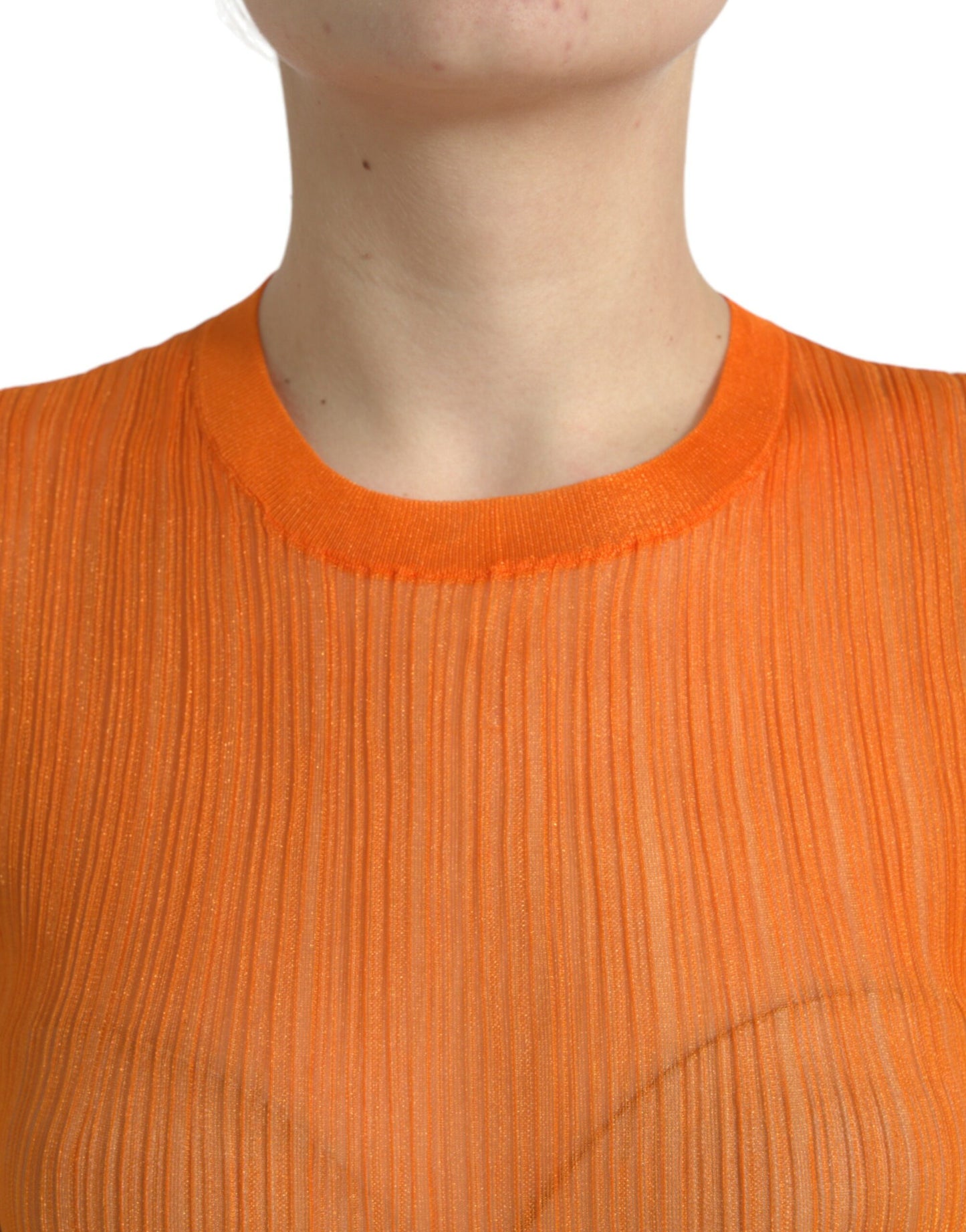 Dolce & Gabbana Orange See Through Crew Neck Blouse Tank Top Dolce & Gabbana