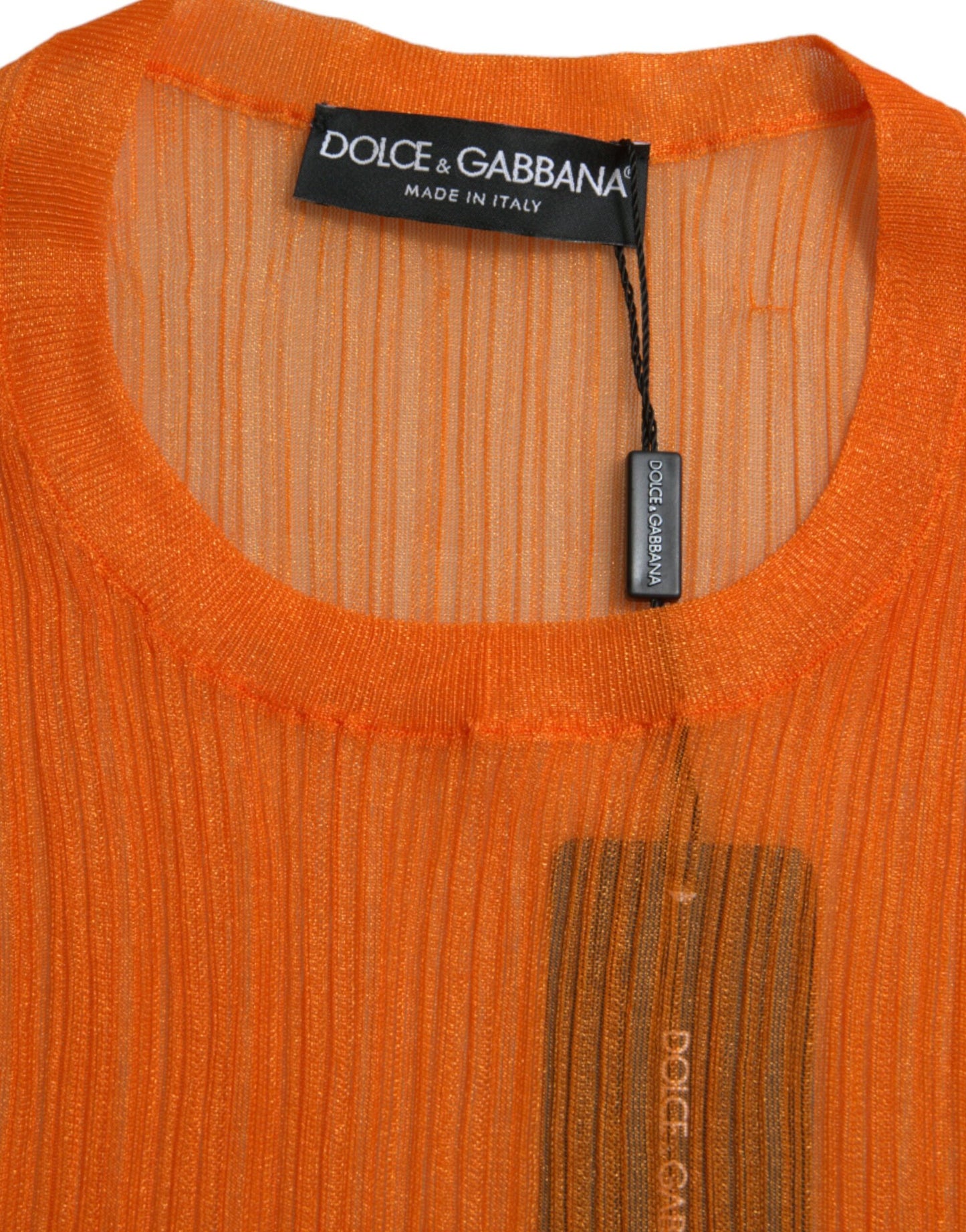 Dolce & Gabbana Orange See Through Crew Neck Blouse Tank Top Dolce & Gabbana