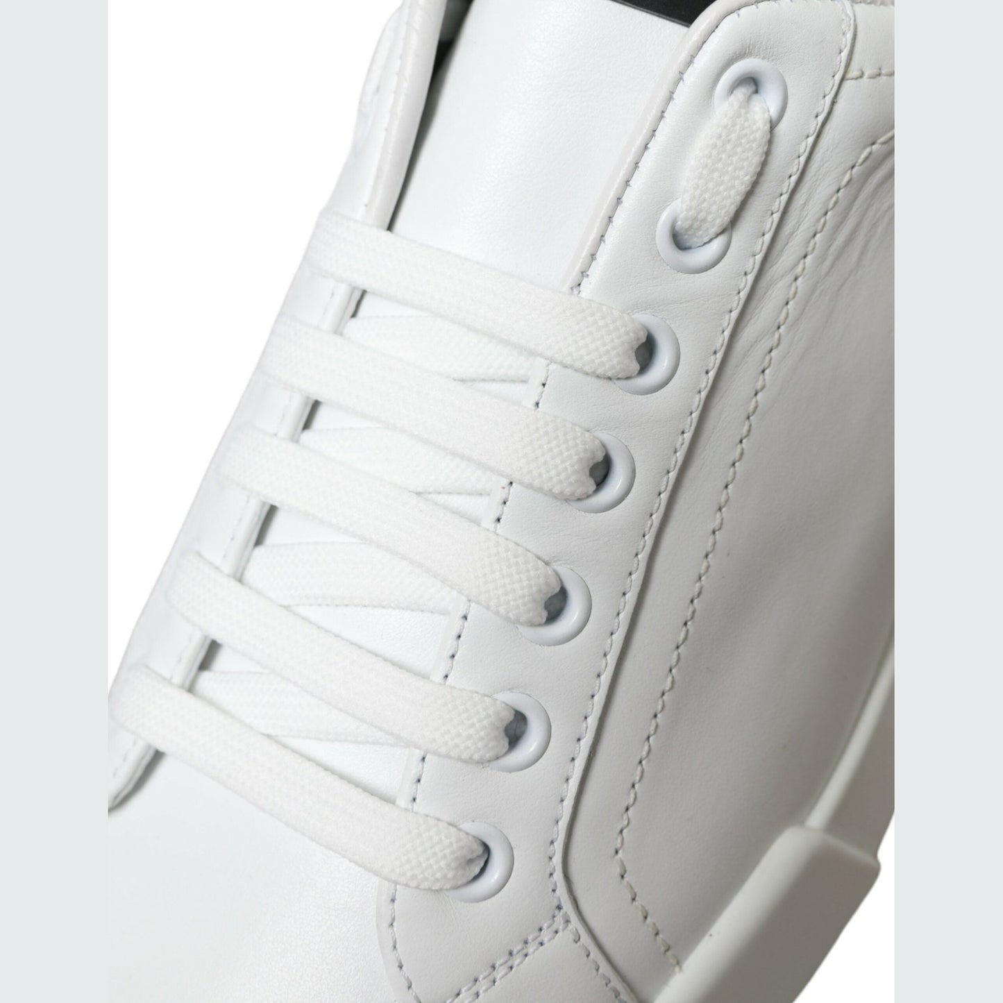 Dolce & Gabbana White Green Leather Portofino Sneakers Shoes