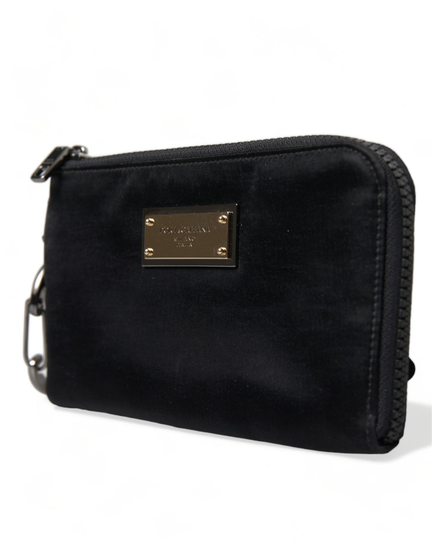Dolce & Gabbana Black Nylon Logo Plaque Keyring Pouch Clutch Bag Dolce & Gabbana