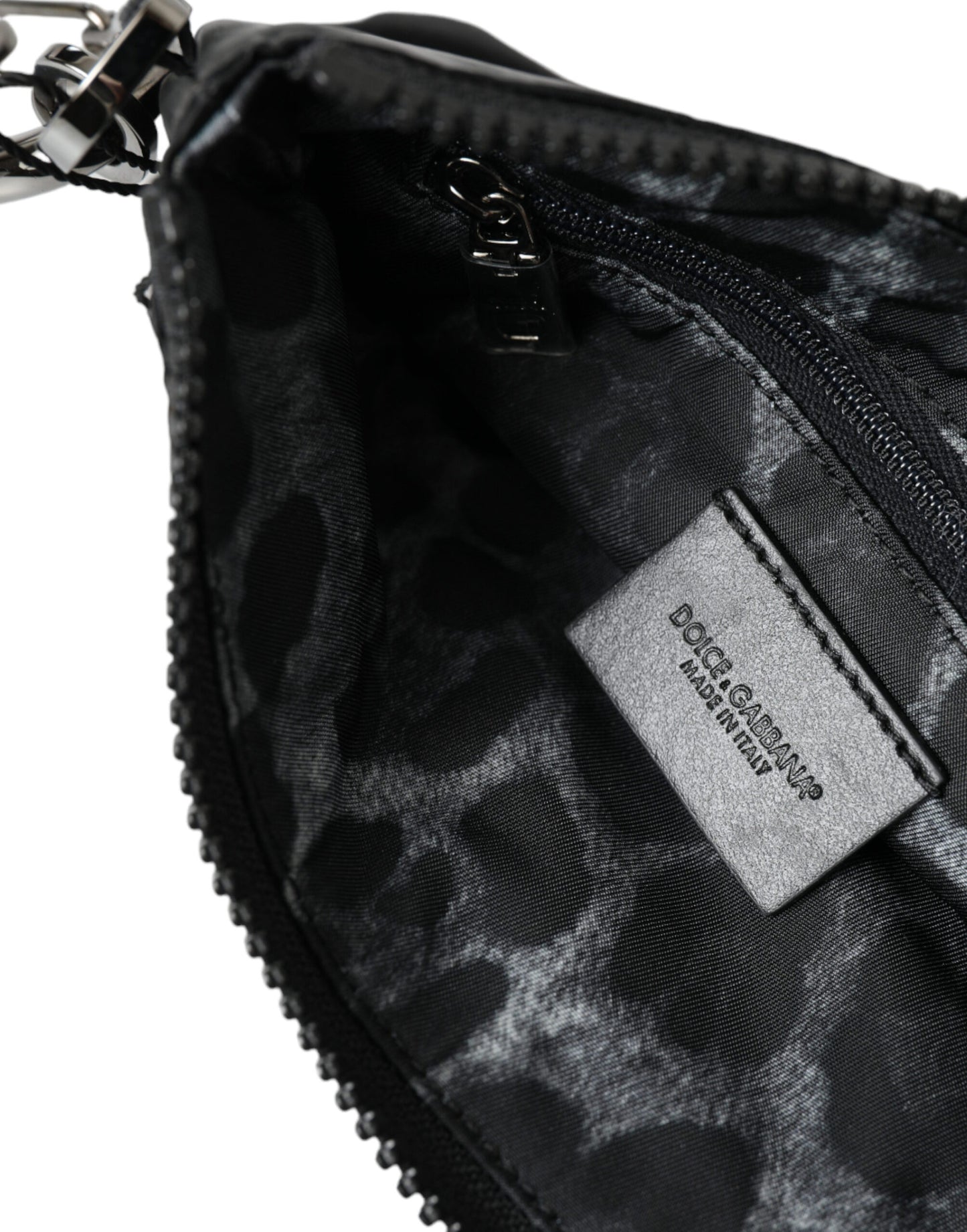 Dolce & Gabbana Black Nylon Logo Plaque Keyring Pouch Clutch Bag Dolce & Gabbana