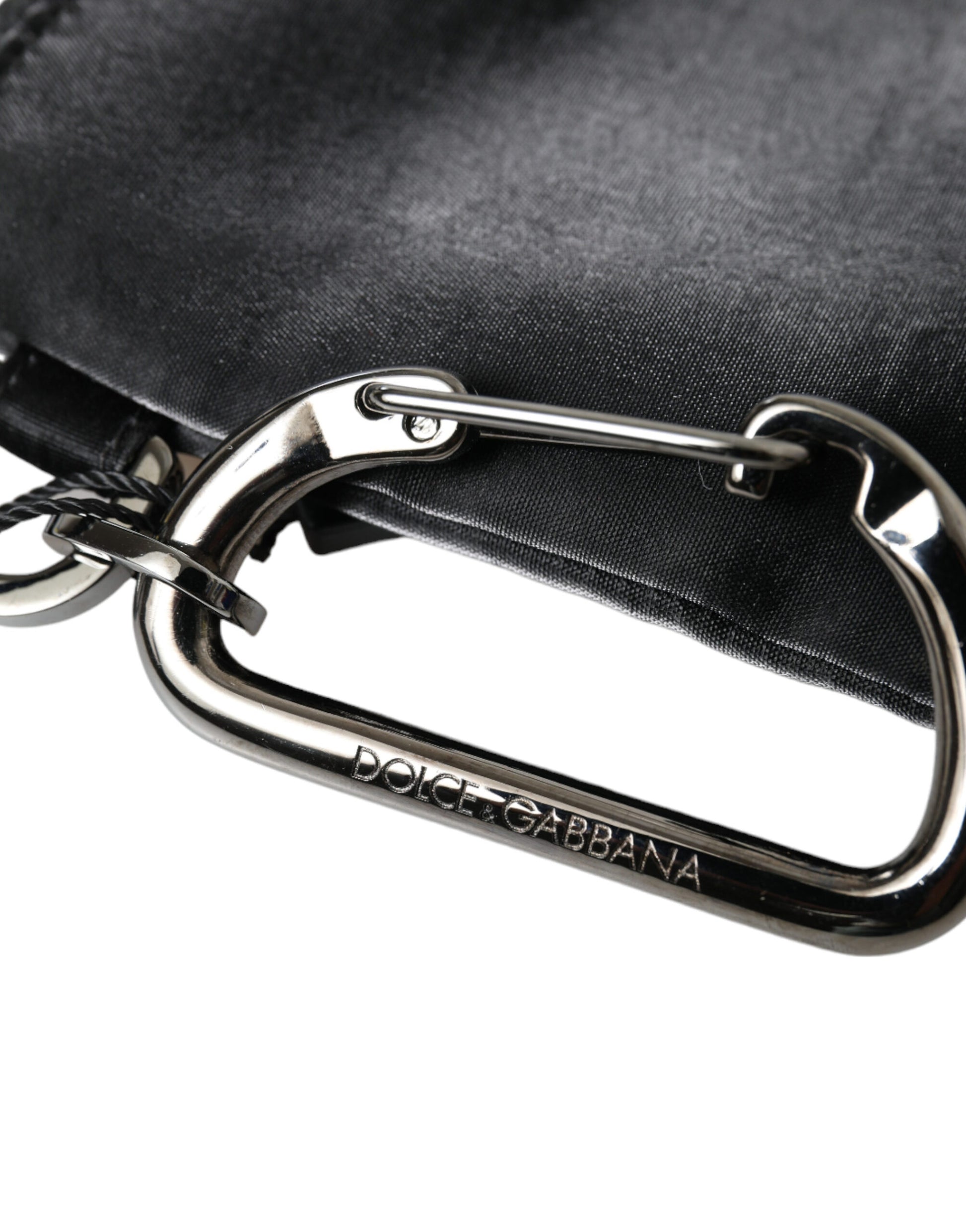 Dolce & Gabbana Black Nylon Logo Plaque Keyring Pouch Clutch Bag Dolce & Gabbana